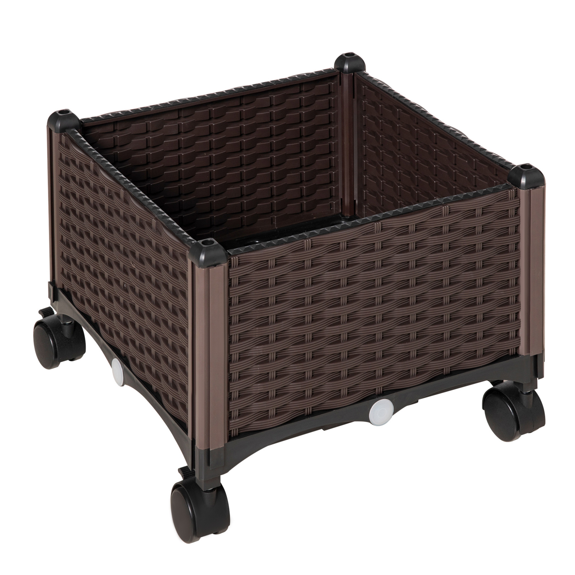 Outsunny Jardinieră Mobilă Exterior din Plastic, cu 4 Roți, Ușor de Mutat, Maro | Aosom Romania Outsunny Jardinieră Mobilă Exterior din Plastic, cu 4 Roți, Ușor de Mutat, Maro | Aosom Romania