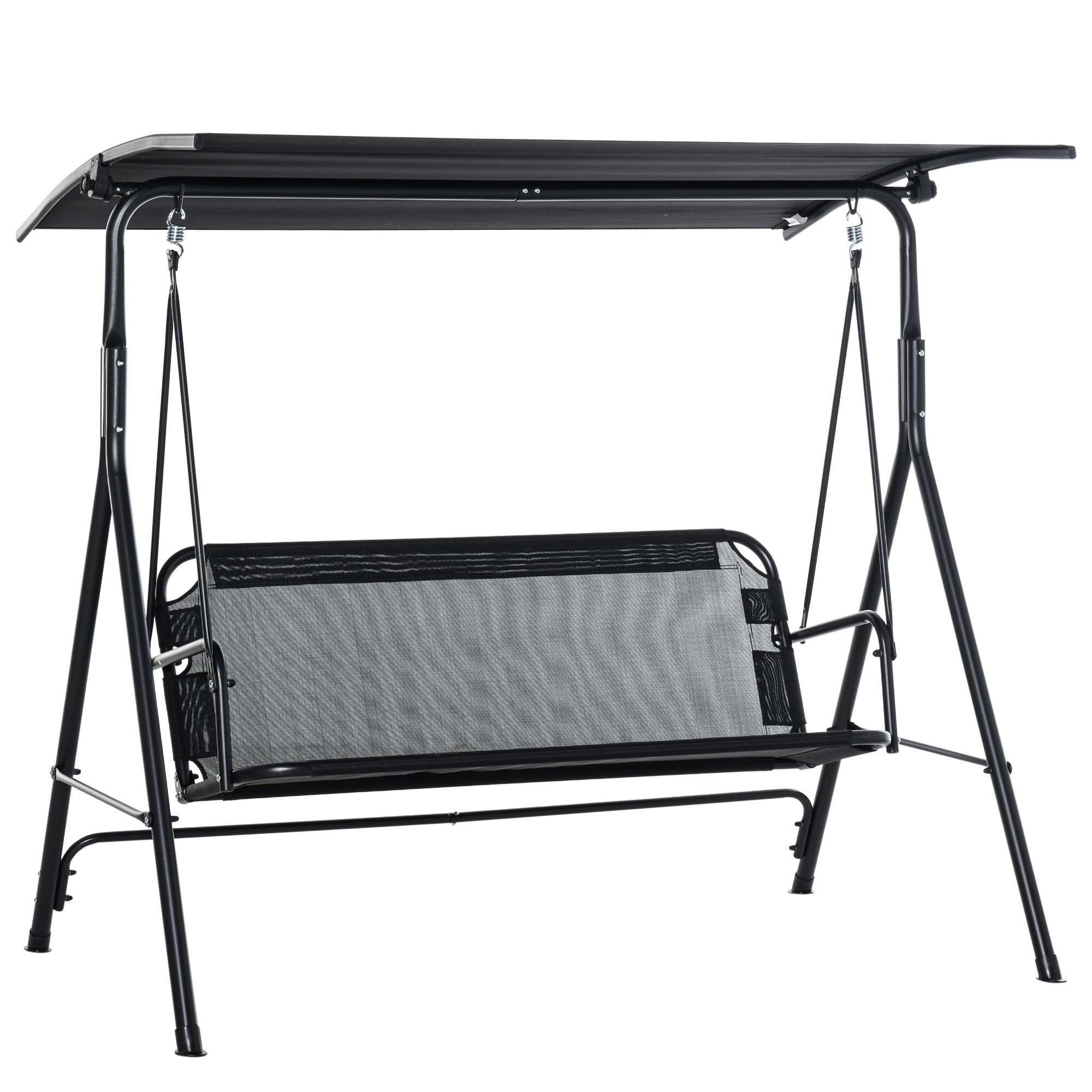 Outsunny Leagăn de Grădină pentru 3 Persoane cu Acoperiș Parasolar Reglabil, Confortabil și Spațios, Negru, 172x110x155 cm | Aosom Romania Outsunny Leagăn de Grădină pentru 3 Persoane cu Acoperiș Parasolar Reglabil, Confortabil și Spațios, Negru, 172x110x155 cm | Aosom Romania
