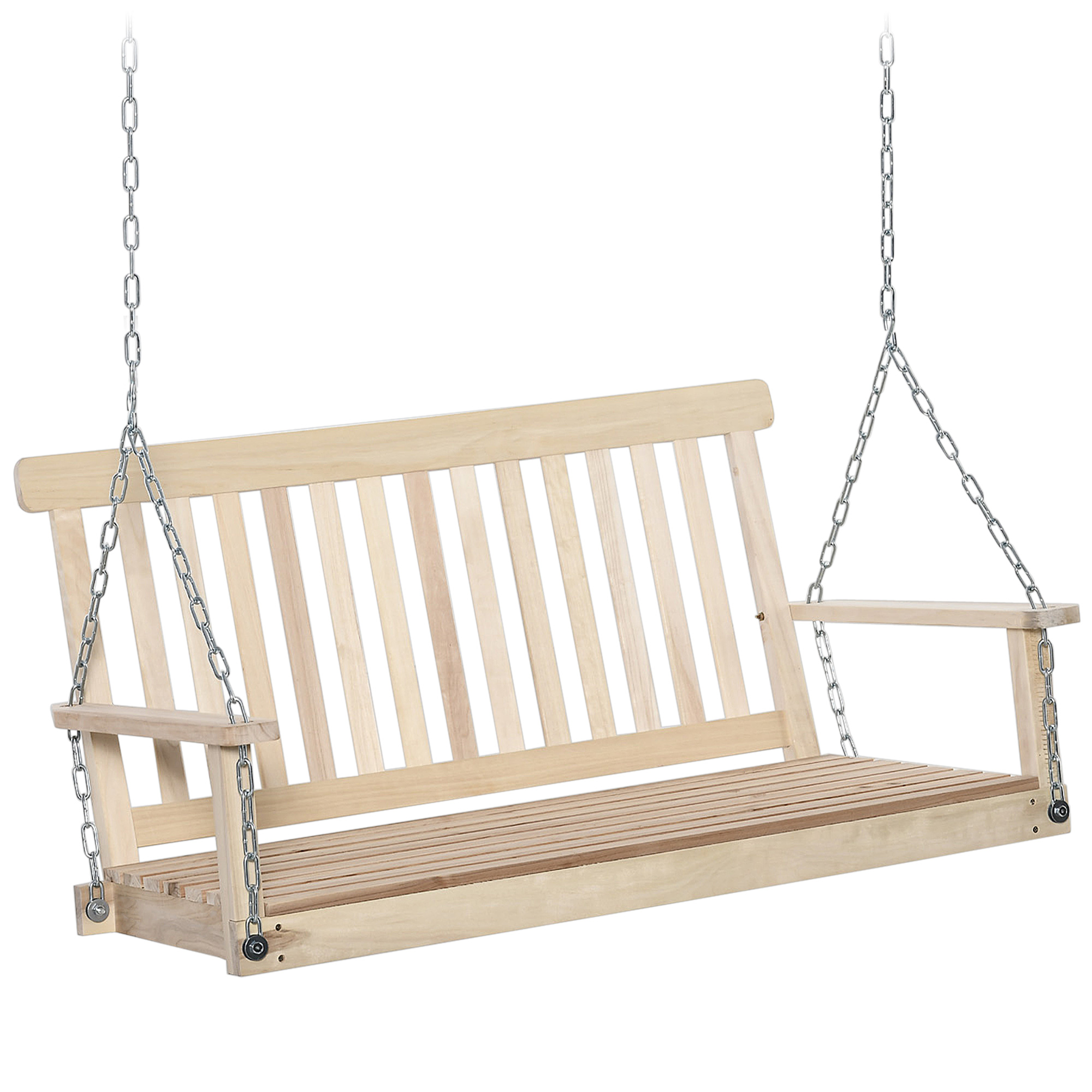 Outsunny Leagăn Suspendat din Lemn pentru 2 Persoane, Design Natural, Ideal pentru Grădină sau Terasă, 119x65x61 cm | Aosom Romania Outsunny Leagăn Suspendat din Lemn pentru 2 Persoane, Design Natural, Ideal pentru Grădină sau Terasă, 119x65x61 cm | Aosom Romania