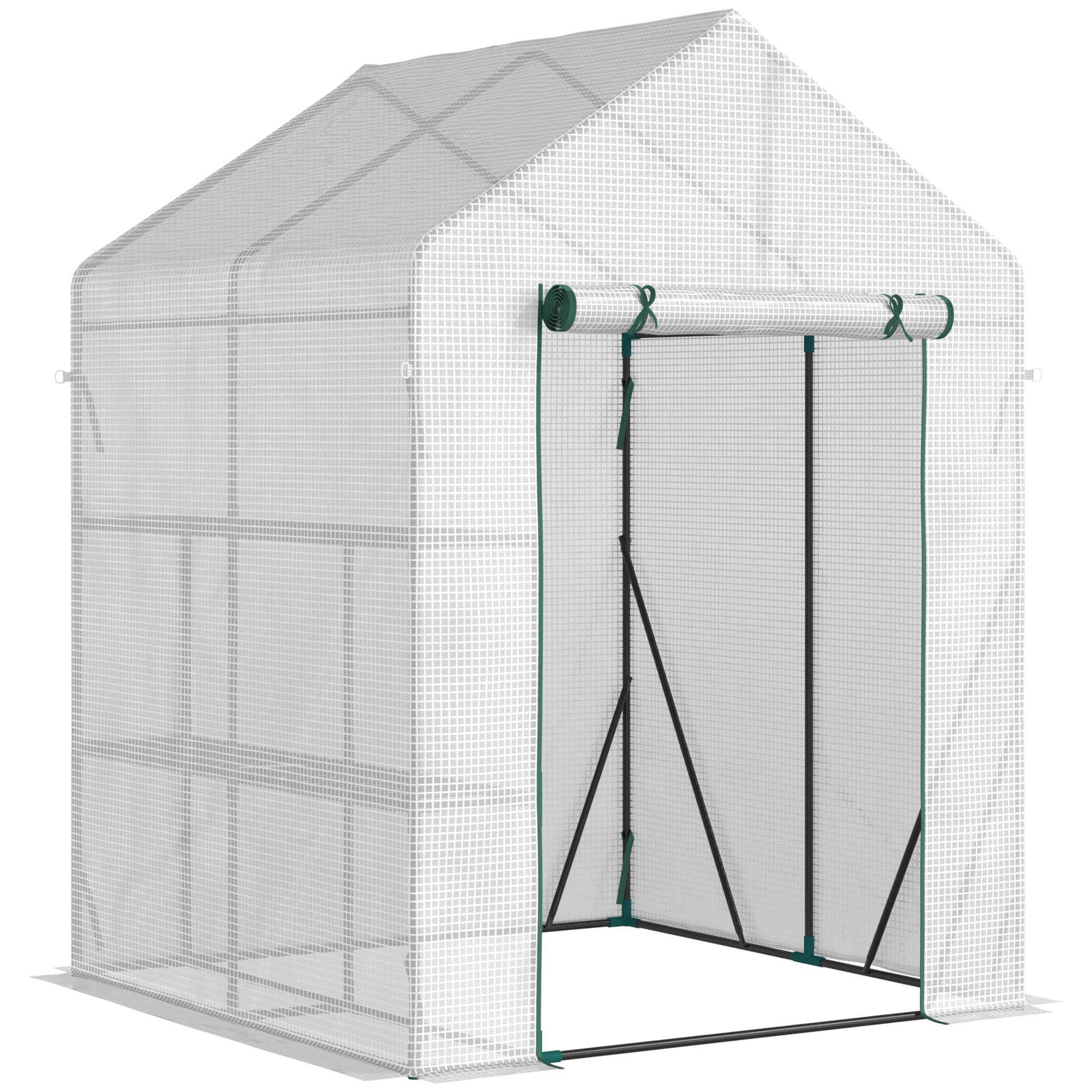 Outsunny Mini sera gradina pentru plante, legume, fructe, protectie de frig cu usa tip rulou, 143x143x195cm, alb | Aosom Romania Outsunny Mini sera gradina pentru plante, legume, fructe, protectie de frig cu usa tip rulou, 143x143x195cm, alb | Aosom Romania