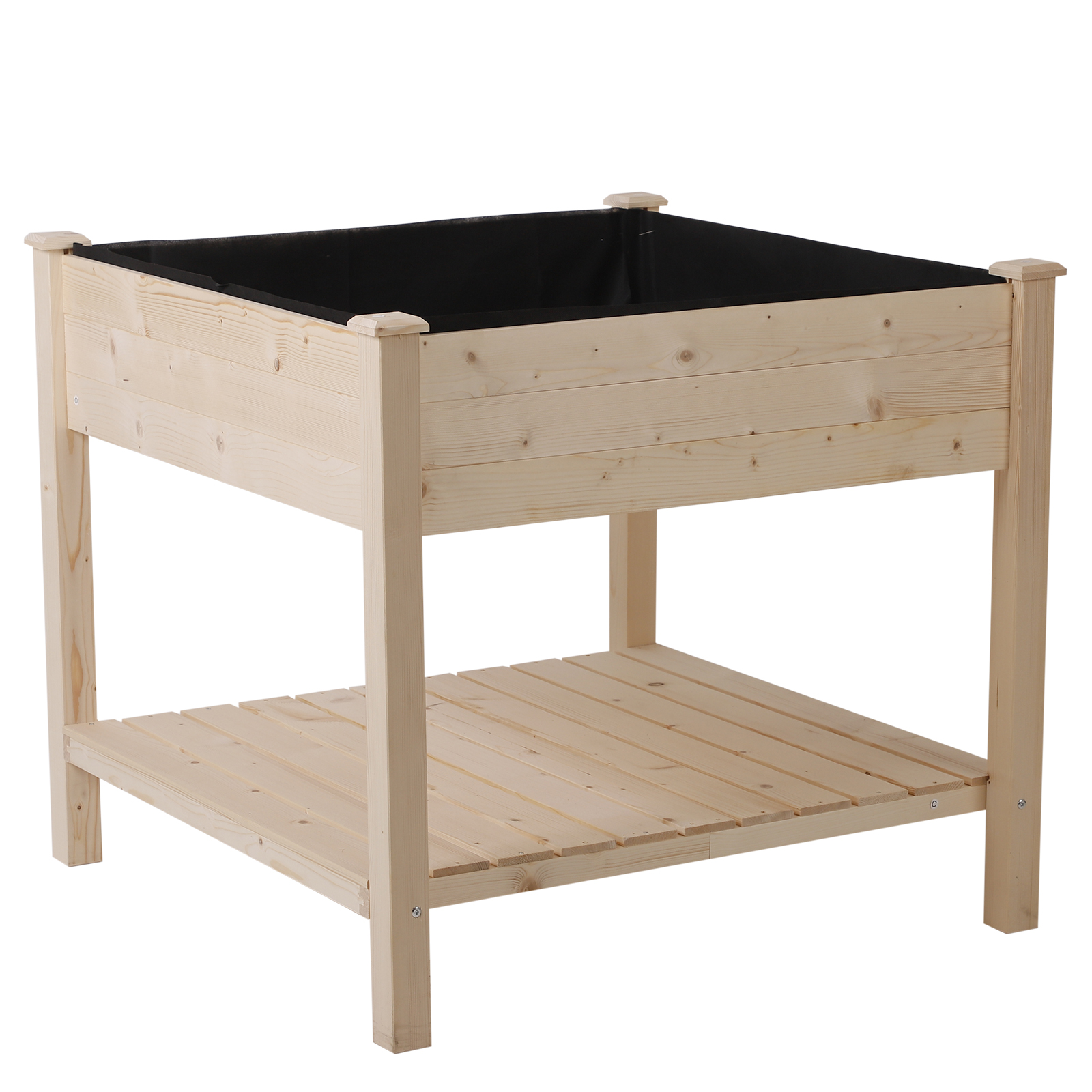 Outsunny Pat de Gradină pentru Flori, Ridicat, cu Husă de Protecție, 91x91x81 cm, Design din Lemn Natural | Aosom Romania Outsunny Pat de Gradină pentru Flori, Ridicat, cu Husă de Protecție, 91x91x81 cm, Design din Lemn Natural | Aosom Romania