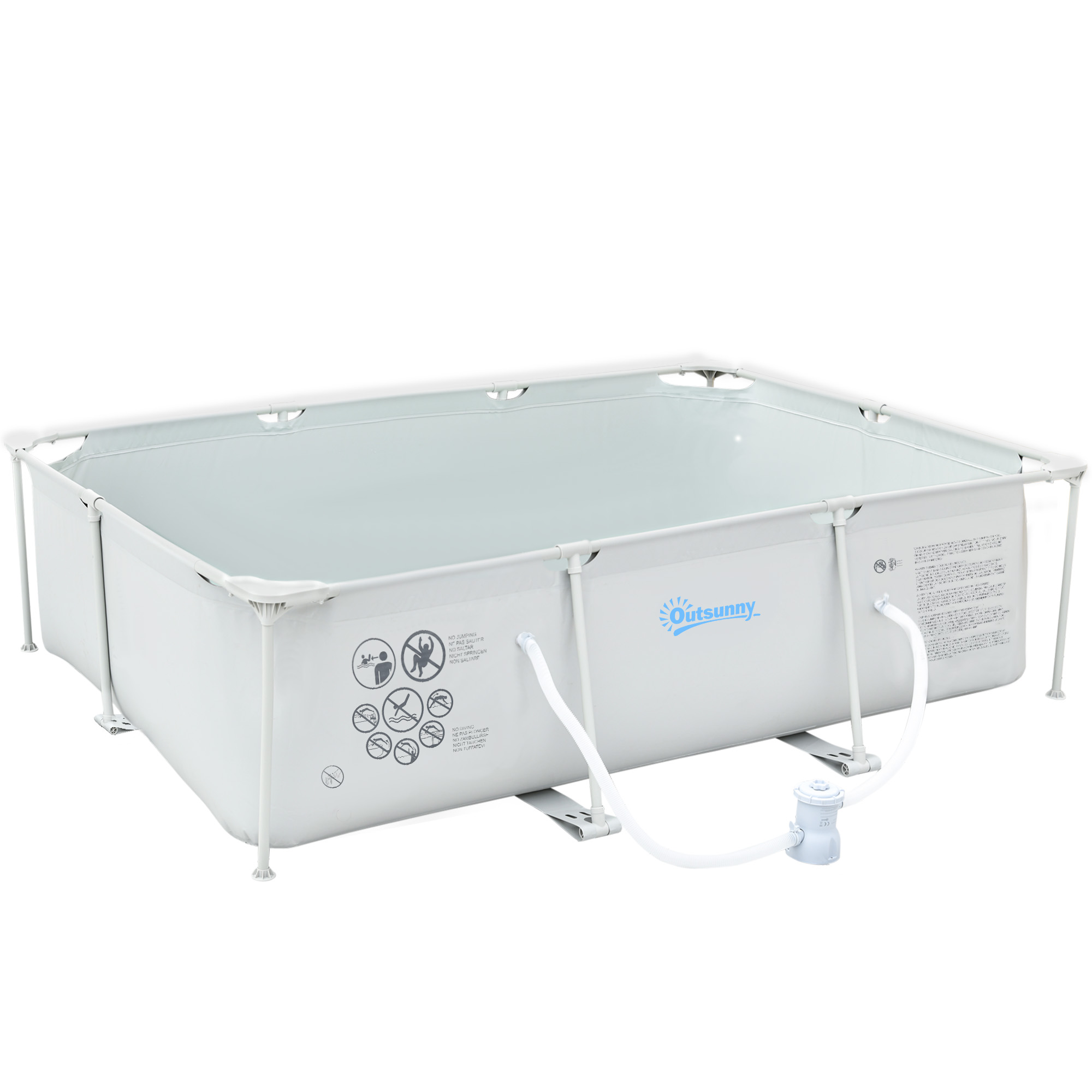 Outsunny Piscină de Grădină cu Filtru din Oțel/PVC 291x190x75cm Gri Spațioasă și Rezistentă Ideală pentru Relaxare în Familie | Aosom Romania Outsunny Piscină de Grădină cu Filtru din Oțel/PVC 291x190x75cm Gri Spațioasă și Rezistentă Ideală pentru Relaxare în Familie | Aosom Romania