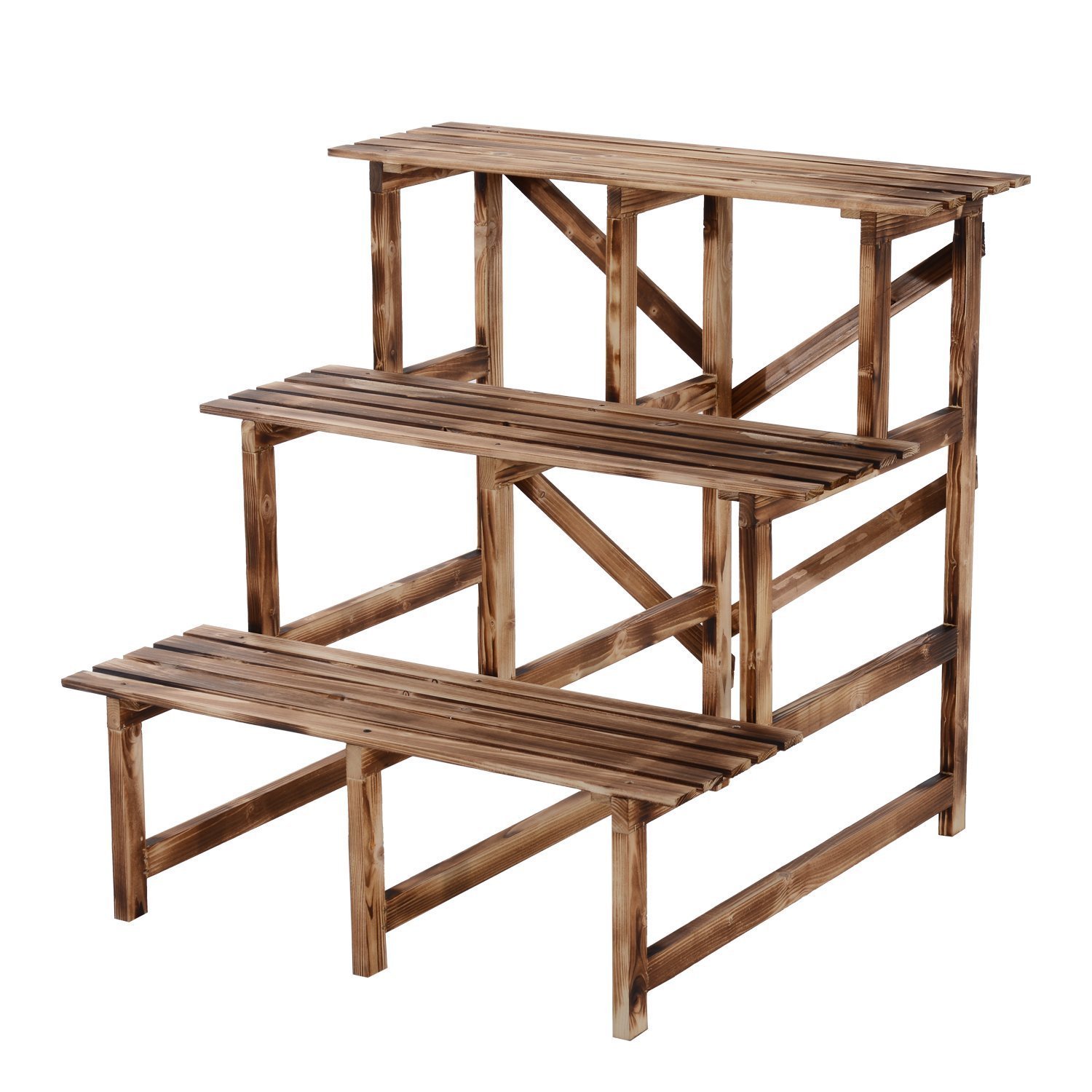 Outsunny Scara pentru Plante cu 3 Etajere din Lemn de Brad pentru Grădinărit, Decorativă, 80x80x80 cm, Natur | Aosom Romania Outsunny Scara pentru Plante cu 3 Etajere din Lemn de Brad pentru Grădinărit, Decorativă, 80x80x80 cm, Natur | Aosom Romania