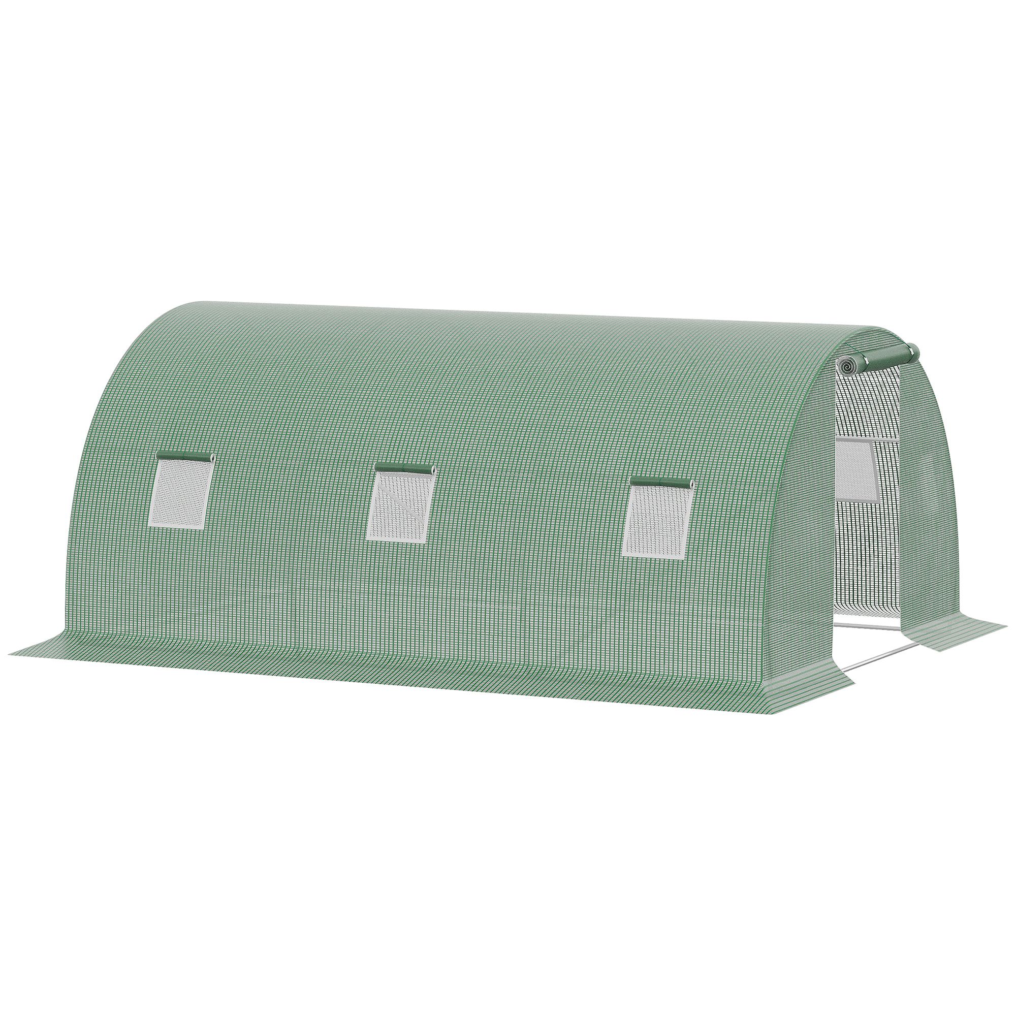 Outsunny Seră Tunel Mare pentru Plante, Copertină PE, Ușă cu Fermoar și 6 Ferestre, 450x300x200 cm, Verde | Aosom Romania Outsunny Seră Tunel Mare pentru Plante, Copertină PE, Ușă cu Fermoar și 6 Ferestre, 450x300x200 cm, Verde | Aosom Romania
