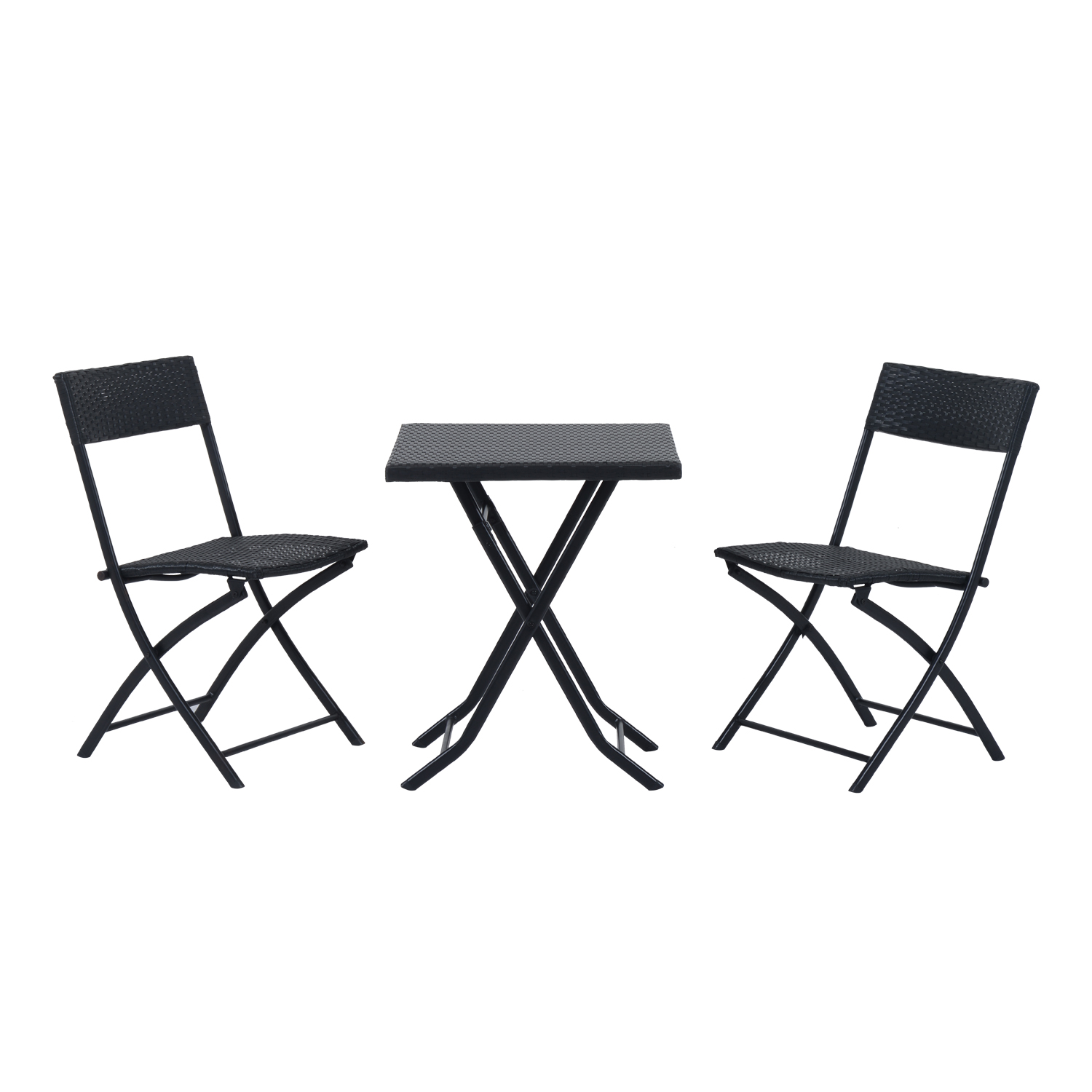 Outsunny Set Mobilier de Grădină din Poly Ratan, 3 Piese, Masă și 2 Scaune Pliabile, Rezistent la Apă și UV, Negru | Aosom Romania Outsunny Set Mobilier de Grădină din Poly Ratan, 3 Piese, Masă și 2 Scaune Pliabile, Rezistent la Apă și UV, Negru | Aosom Romania