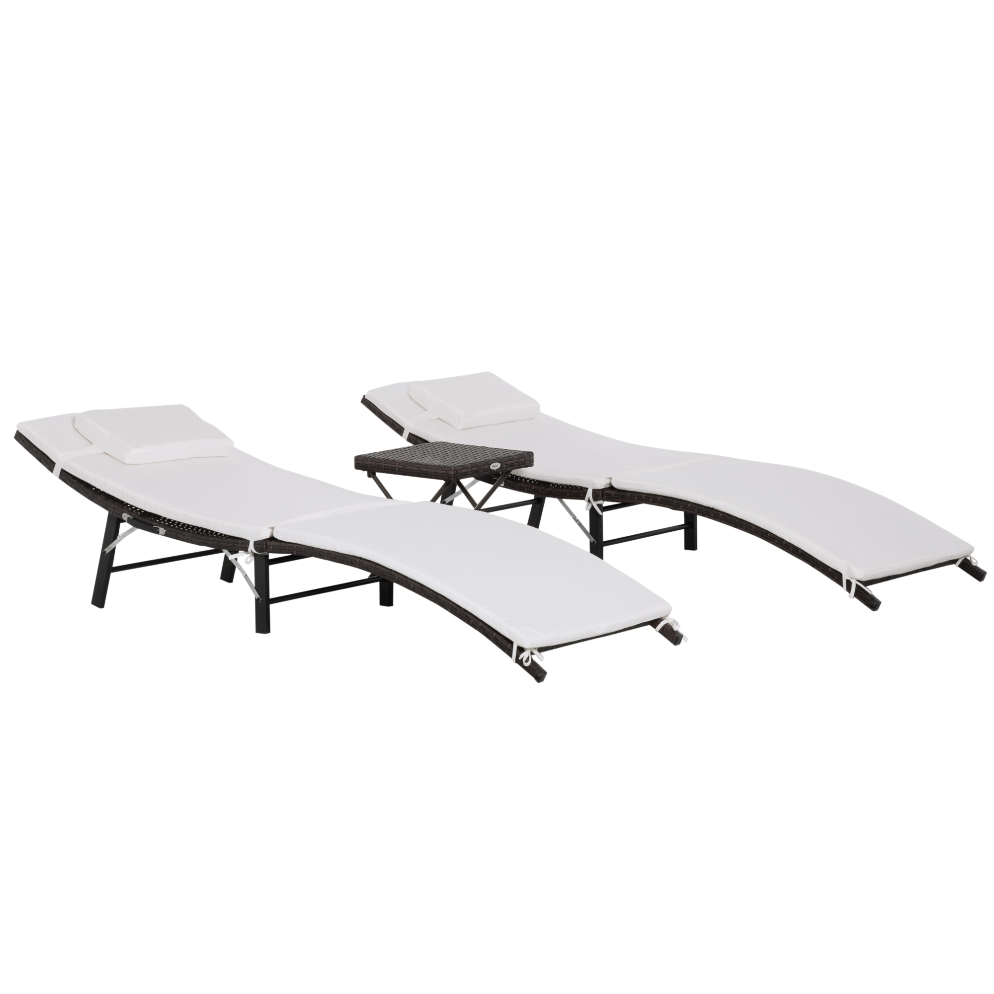 Outsunny Set Mobilier de Grădină din Ratan Crem cu Măsuță și 2 Șezlonguri pentru Relaxare în Aer Liber 102x19x60 cm | Aosom Romania Outsunny Set Mobilier de Grădină din Ratan Crem cu Măsuță și 2 Șezlonguri pentru Relaxare în Aer Liber 102x19x60 cm | Aosom Romania