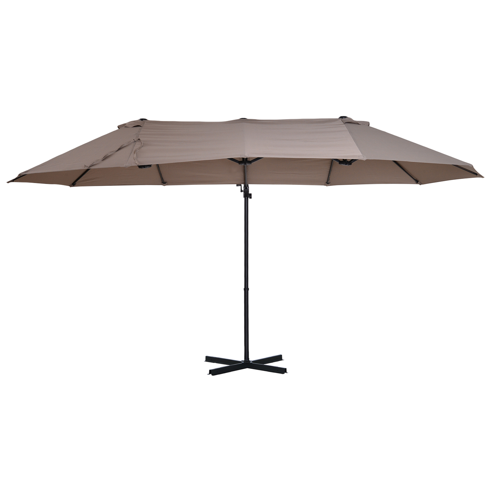 Outsunny Umbrelă Dublă de Soare, Poliester Anti-UV și Impermeabil, 270x460x250 cm, Design Elegant, Maro | Aosom Romania Outsunny Umbrelă Dublă de Soare, Poliester Anti-UV și Impermeabil, 270x460x250 cm, Design Elegant, Maro | Aosom Romania