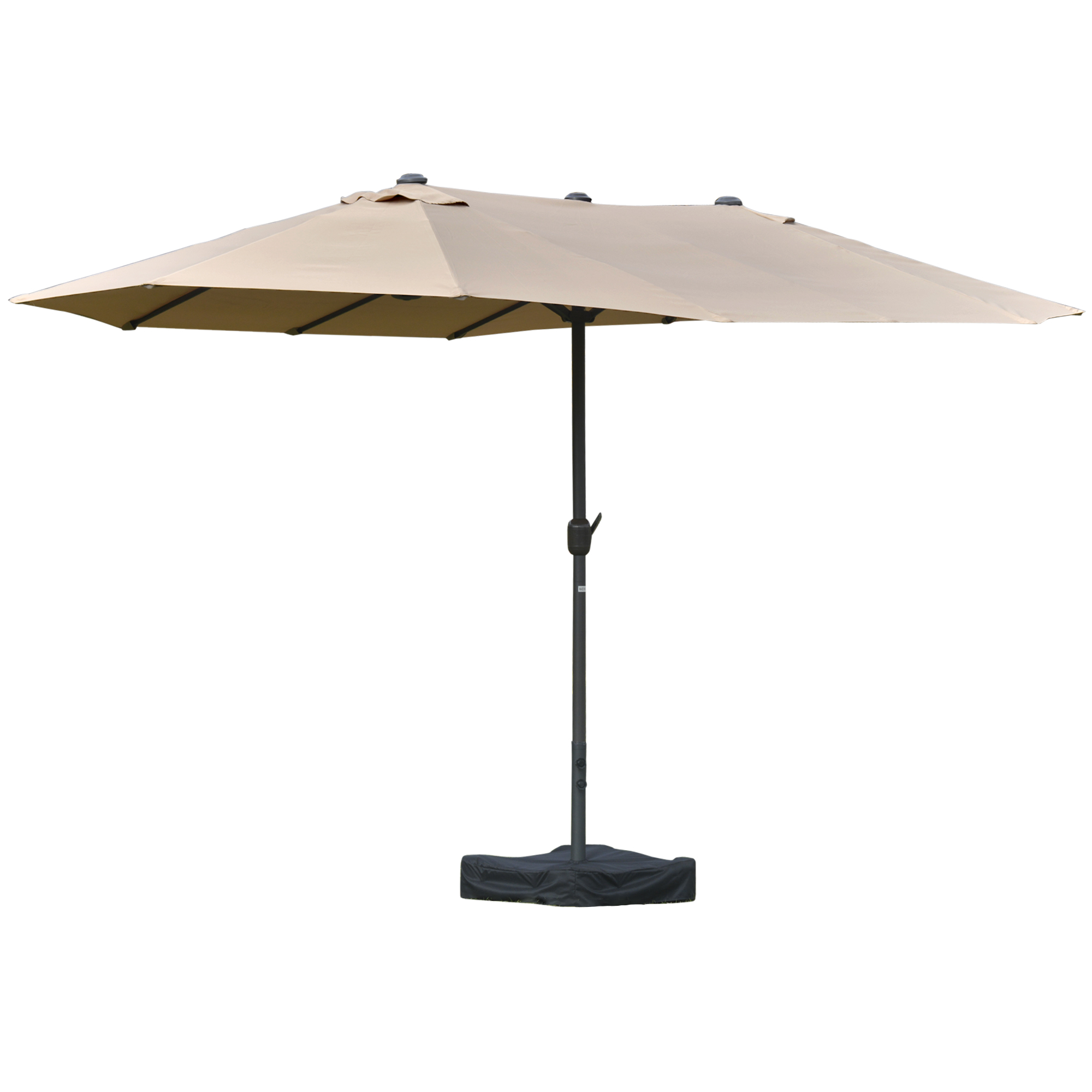 Outsunny Umbrela de Gradina Dubla 460x270cm Deschidere cu Manivela, Baza Transversala si Balast, Otel si Poliester Kaki Outsunny Umbrela de Gradina Dubla 460x270cm Deschidere cu Manivela, Baza Transversala si Balast, Otel si Poliester Kaki