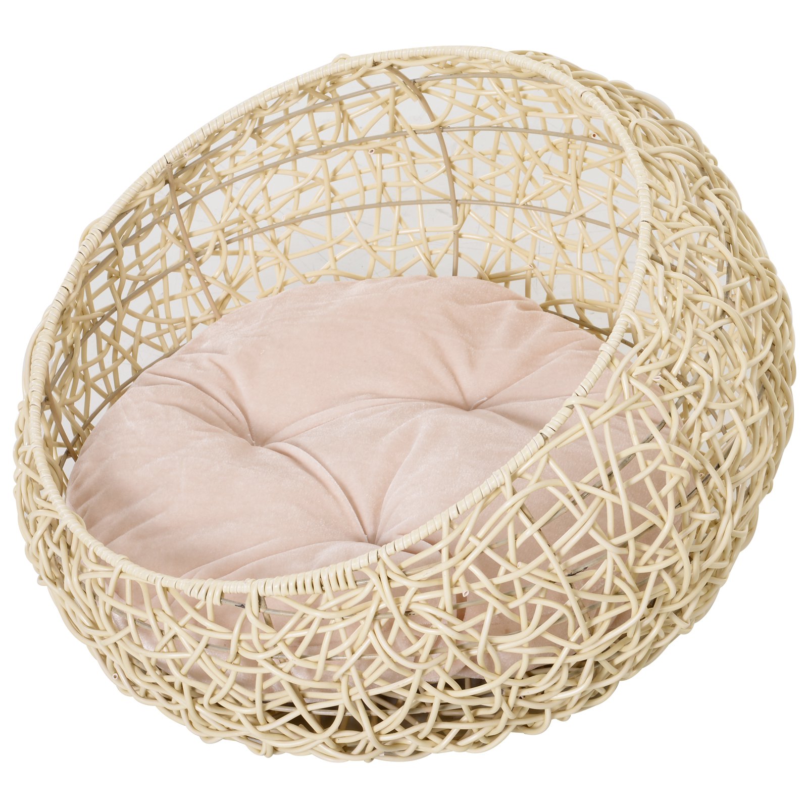 Pat Elegant pentru Pisici PawHut, Design din Rattan cu Pernă din Lin și Bumbac, Bej, Ф56x35cm | Aosom Romania Pat Elegant pentru Pisici PawHut, Design din Rattan cu Pernă din Lin și Bumbac, Bej, Ф56x35cm | Aosom Romania