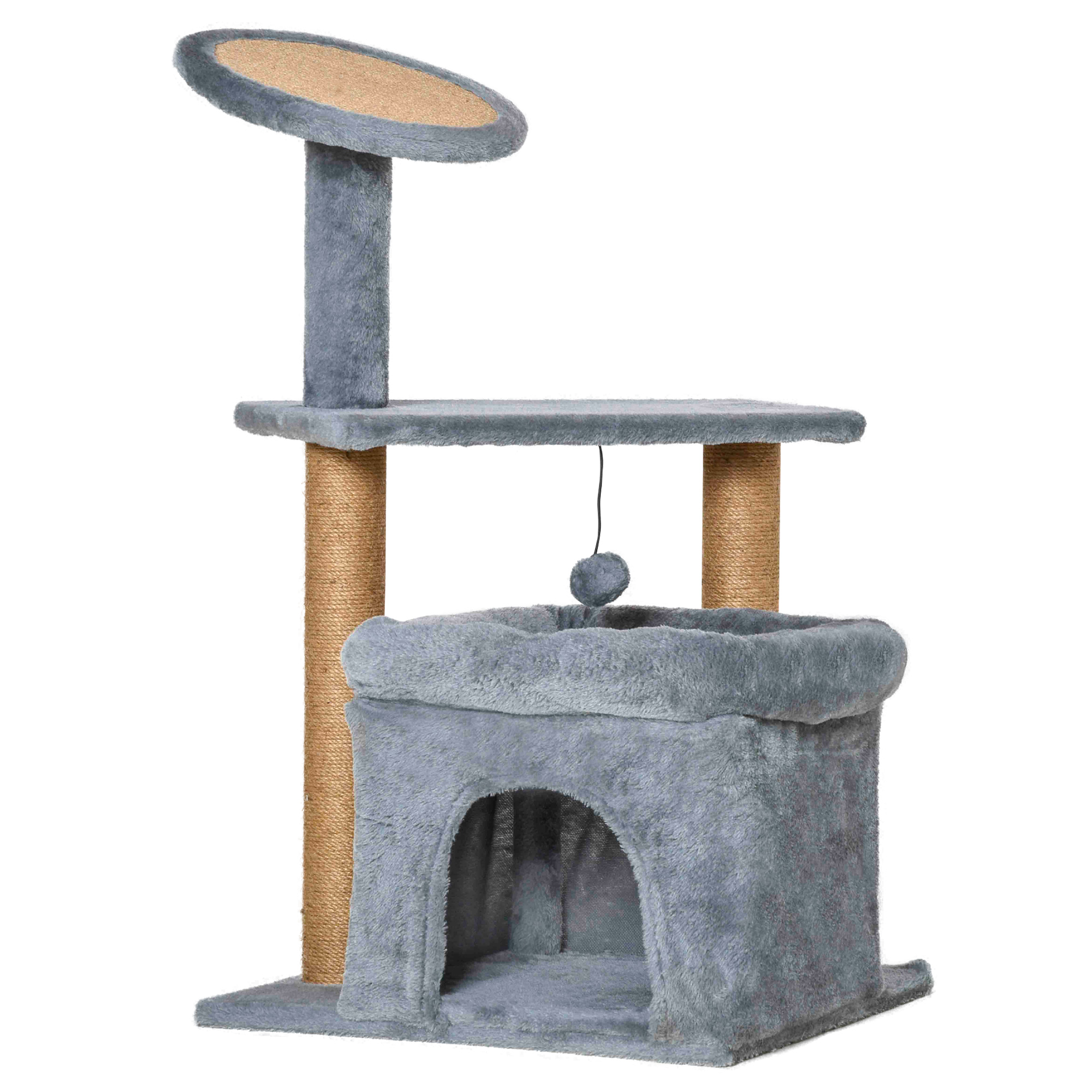 PawHut Arbore de Zgâriat pentru Pisici cu Stâlpi din Sisal, Căsuță și Pernă, Material Plus Confortabil, 48x48x84 cm, Gri | Aosom Romania PawHut Arbore de Zgâriat pentru Pisici cu Stâlpi din Sisal, Căsuță și Pernă, Material Plus Confortabil, 48x48x84 cm, Gri | Aosom Romania