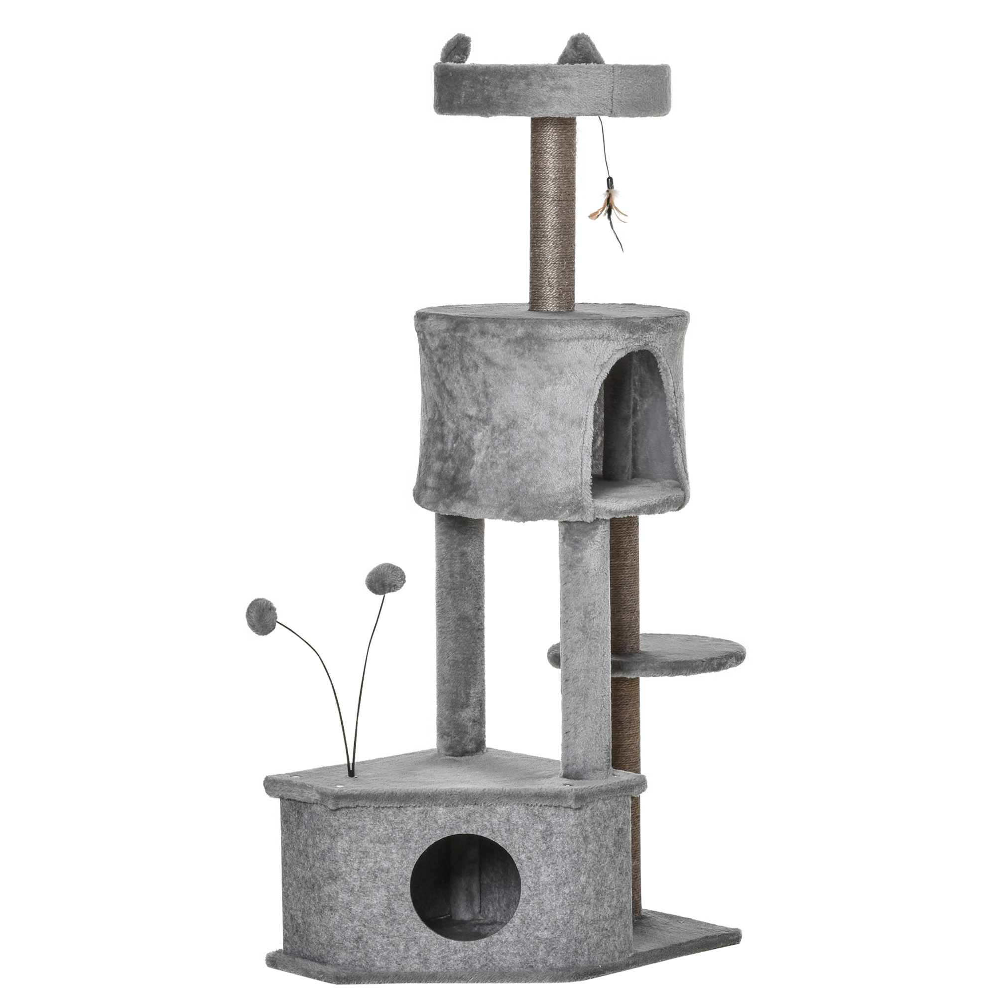PawHut Arbore de Zgâriat pentru Pisici și Pisoi, Cu Culcuș, Stâlpi din Sisal, Material Plus și Pâslă, 133 cm Înălțime, Gri | Aosom Romania PawHut Arbore de Zgâriat pentru Pisici și Pisoi, Cu Culcuș, Stâlpi din Sisal, Material Plus și Pâslă, 133 cm Înălțime, Gri | Aosom Romania