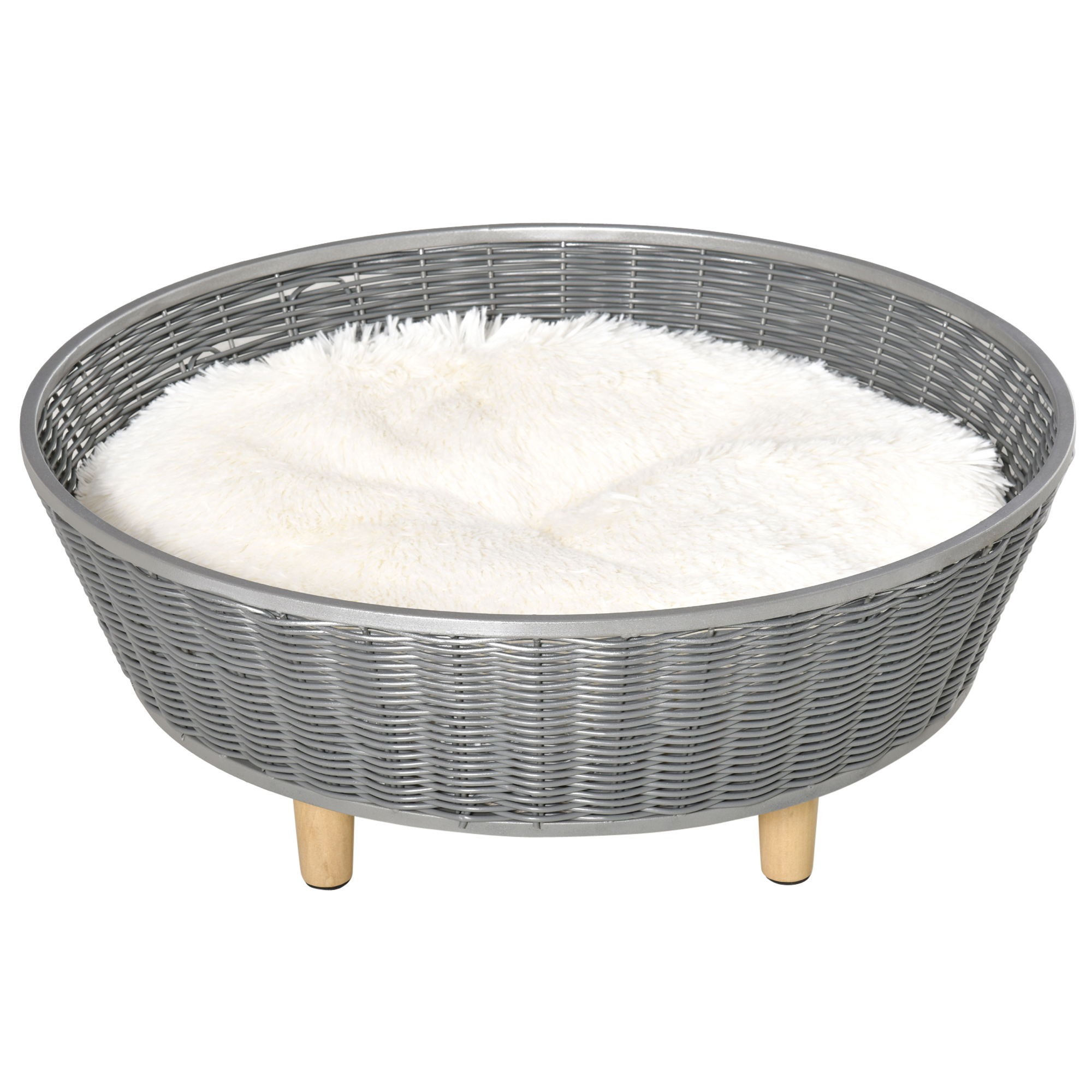 PawHut Culcuș de Interior din Rachită Sintetică Gri pentru Pisici și Câini până la 10kg, Confort și Stil, 60x60x23.5cm | Aosom Romania PawHut Culcuș de Interior din Rachită Sintetică Gri pentru Pisici și Câini până la 10kg, Confort și Stil, 60x60x23.5cm | Aosom Romania
