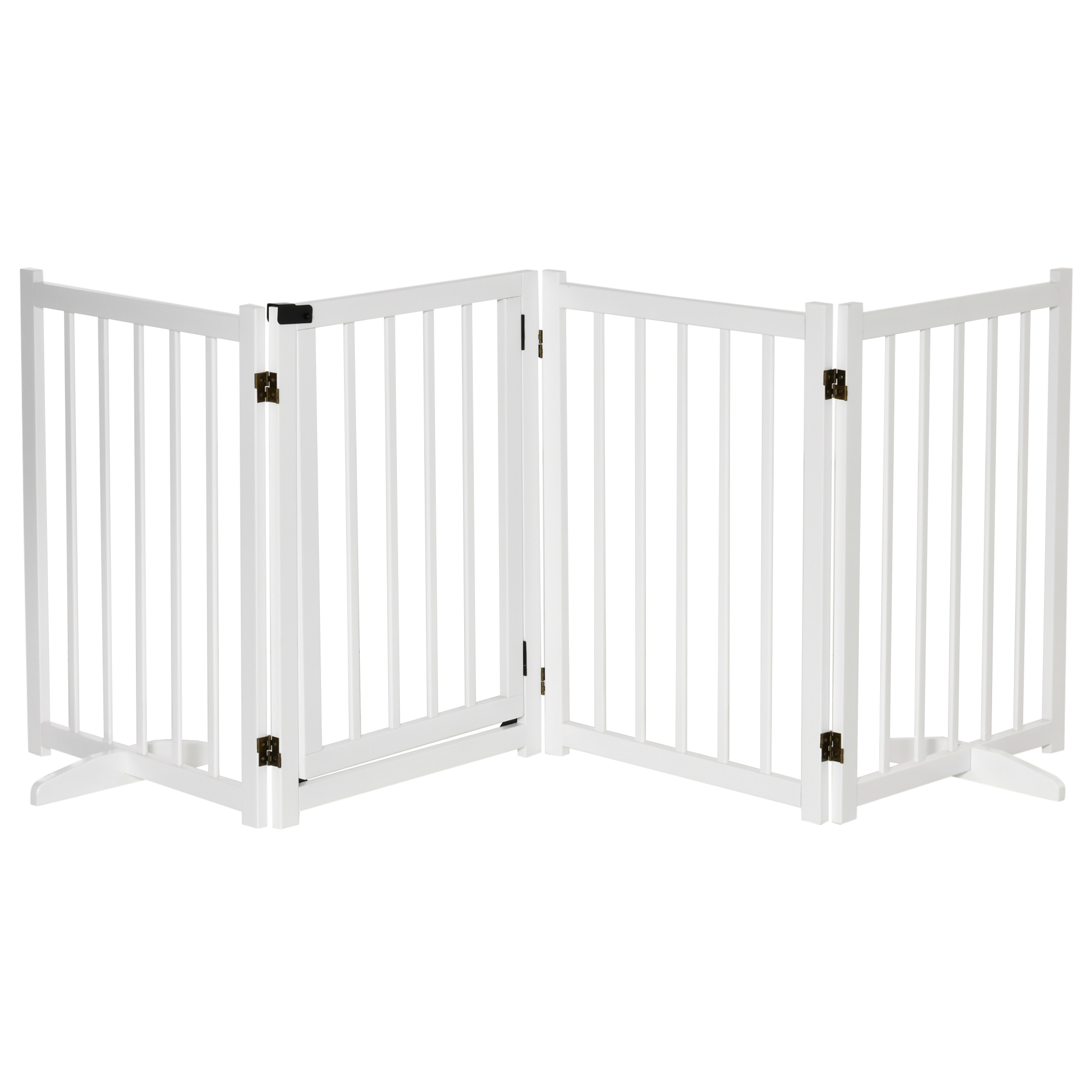 PawHut Poartă Pliabilă Lemn pentru Câini Talie Mică/Medie 4 Panouri Incuietoare Alb 237.5x36x80cm Design Elegant | Aosom Romania PawHut Poartă Pliabilă Lemn pentru Câini Talie Mică/Medie 4 Panouri Incuietoare Alb 237.5x36x80cm Design Elegant | Aosom Romania