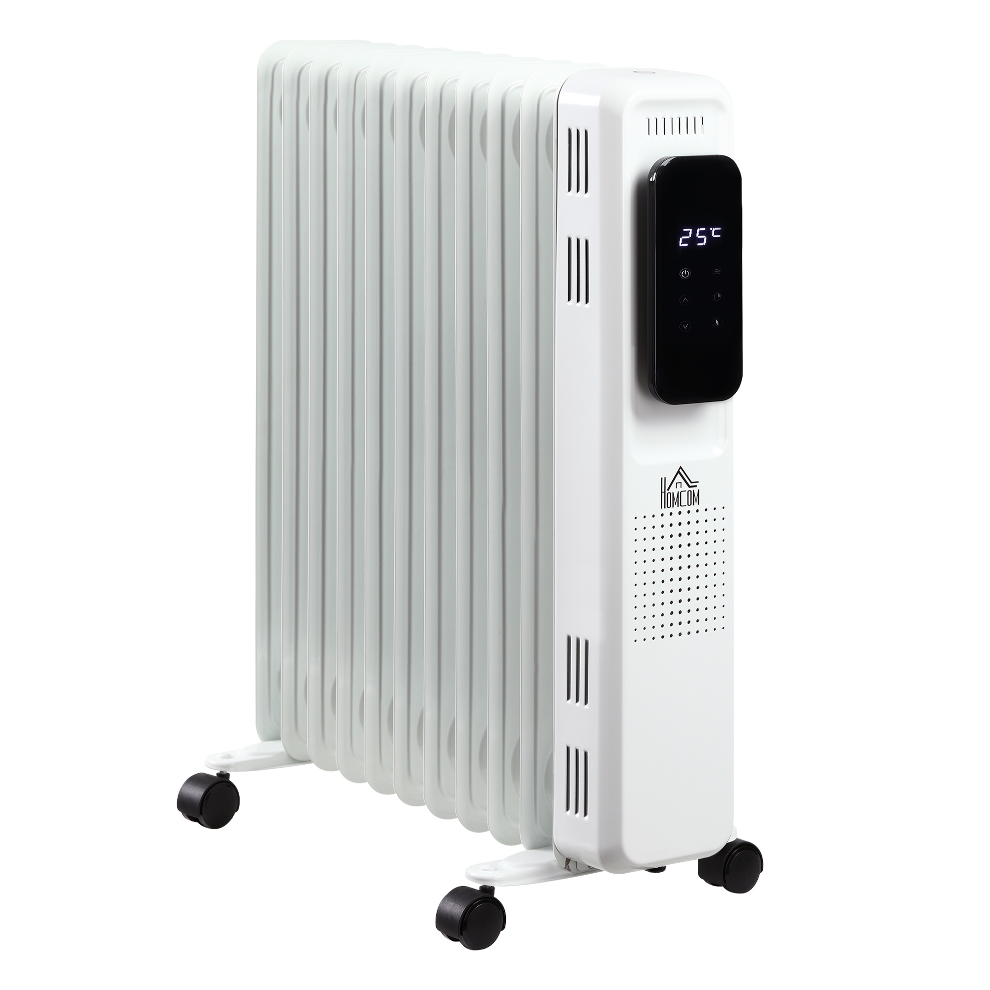 Radiator cu Ulei 11 Elementi, 3 Nivele de Incalzire, Timer si Temperatura Reglabila, 50.5x24x63cm, Alb HOMCOM | Aosom RO Radiator cu Ulei 11 Elementi, 3 Nivele de Incalzire, Timer si Temperatura Reglabila, 50.5x24x63cm, Alb HOMCOM | Aosom RO