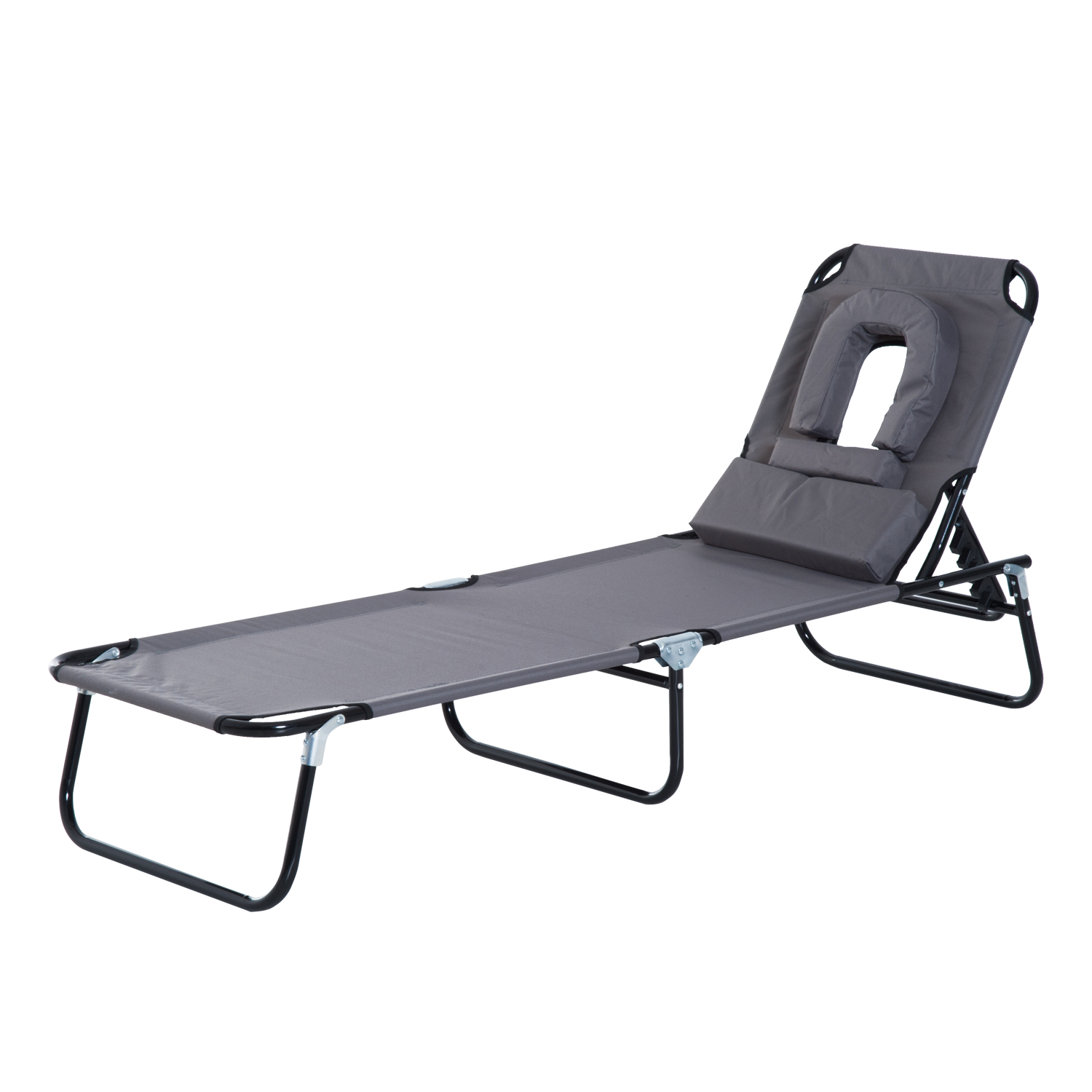 Sezlong Relax Outsunny Pliabil din tesatura Oxford respirabila, structura din otel, Gri | Aosom RO Sezlong Relax Outsunny Pliabil din tesatura Oxford respirabila, structura din otel, Gri | Aosom RO