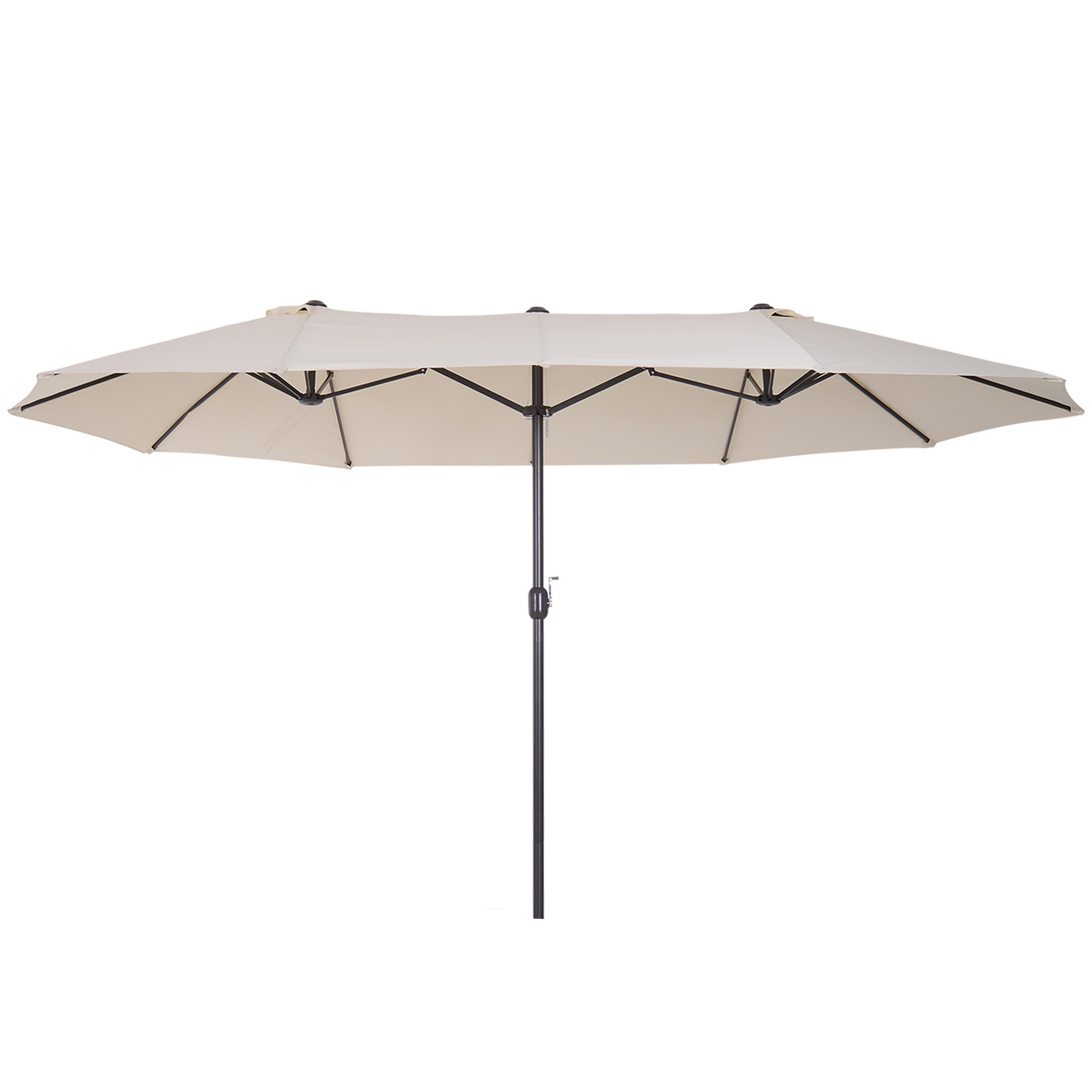 Umbrela de Gradina Impermeabila Outsunny, 12 nervuri metalice Anti-UV Bej, 460x270x240cm | Aosom RO Umbrela de Gradina Impermeabila Outsunny, 12 nervuri metalice Anti-UV Bej, 460x270x240cm | Aosom RO