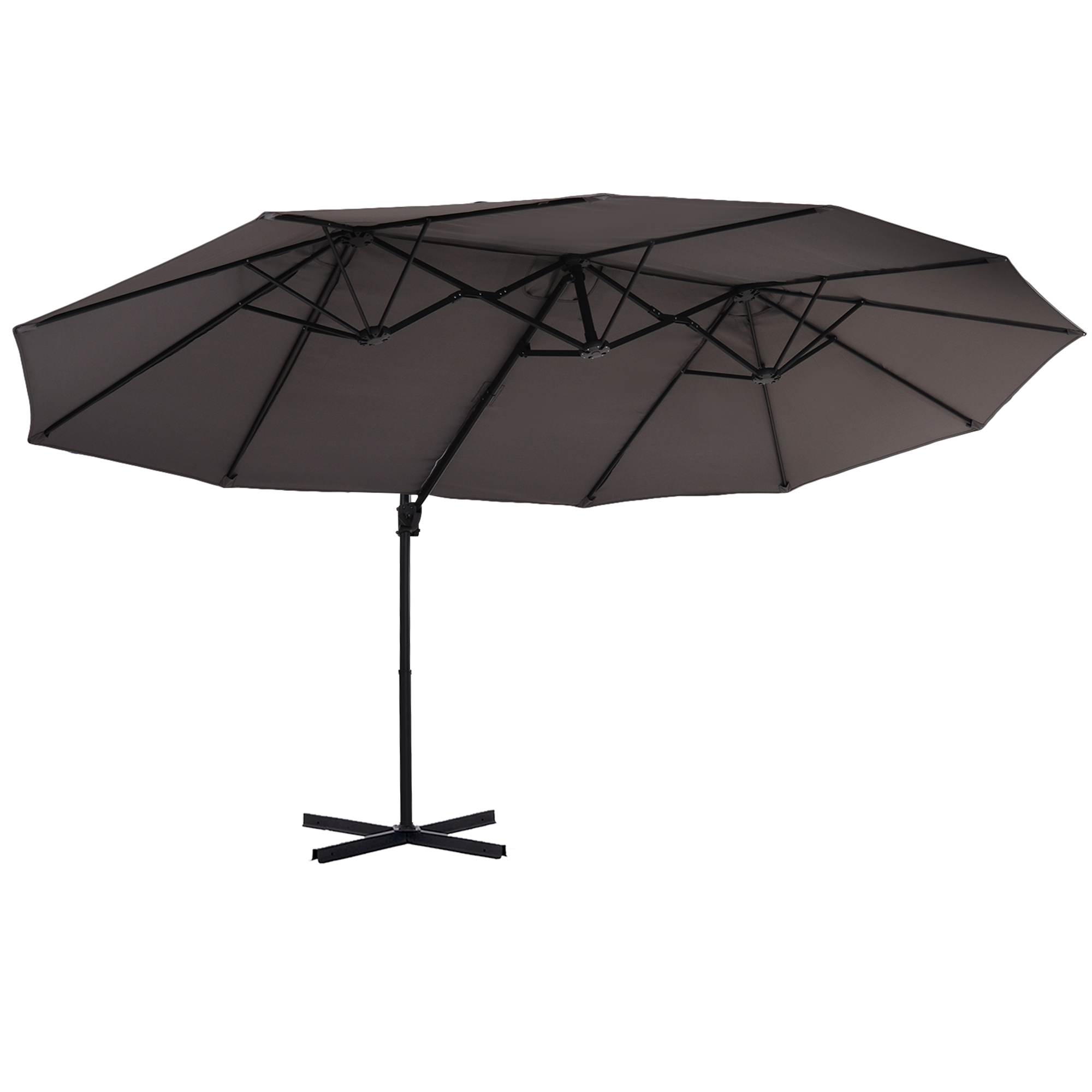 Umbrela Dubla Outsunny, Poliester Anti-UV Impermeabila Gri 270x460x250cm | Aosom RO Umbrela Dubla Outsunny, Poliester Anti-UV Impermeabila Gri 270x460x250cm | Aosom RO