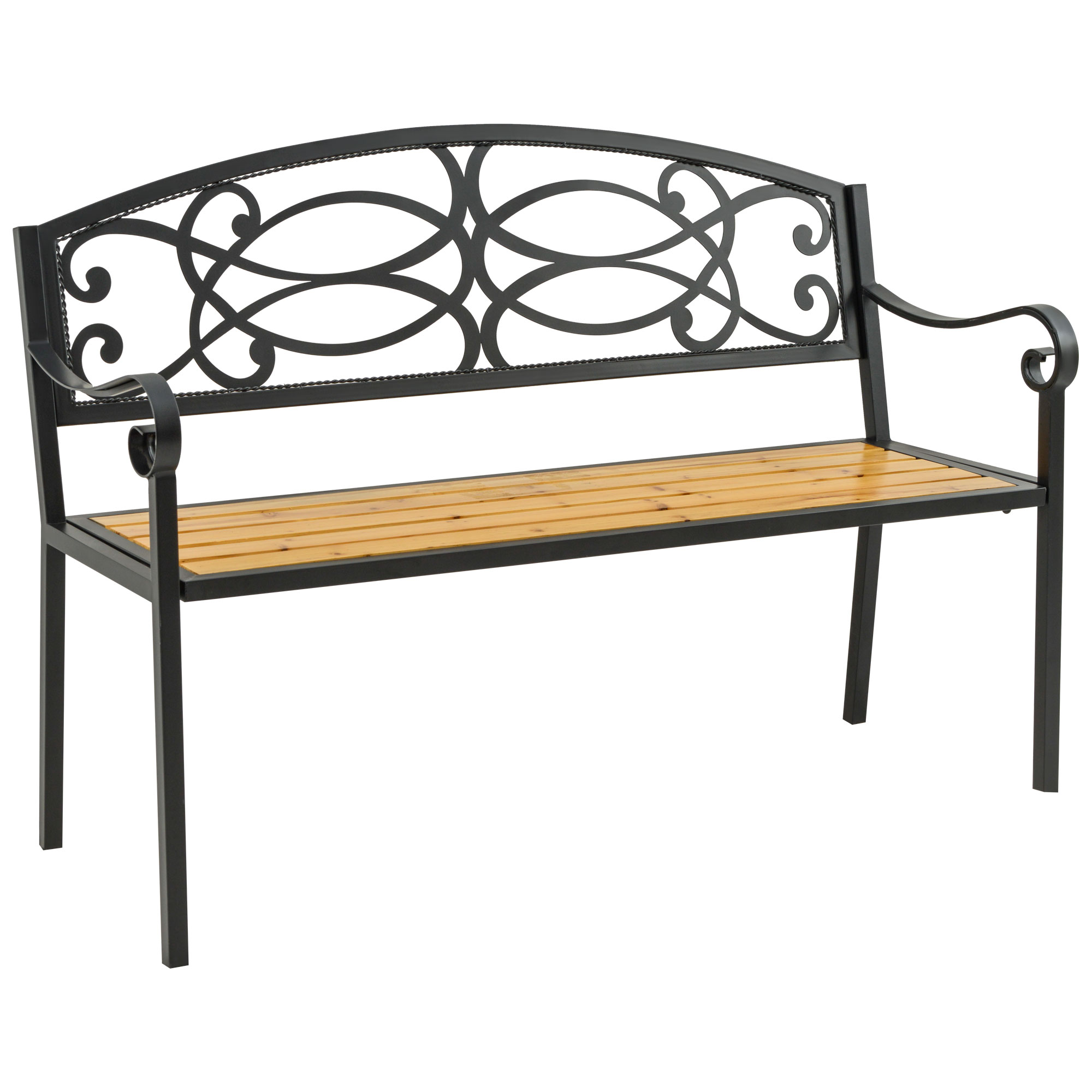 Bancă de Grădină Outsunny pentru 2 Persoane, Design Clasic din Metal și Lemn, Rezistentă la Intemperii, 127x52x88cm | Aosom Romania Bancă de Grădină Outsunny pentru 2 Persoane, Design Clasic din Metal și Lemn, Rezistentă la Intemperii, 127x52x88cm | Aosom Romania
