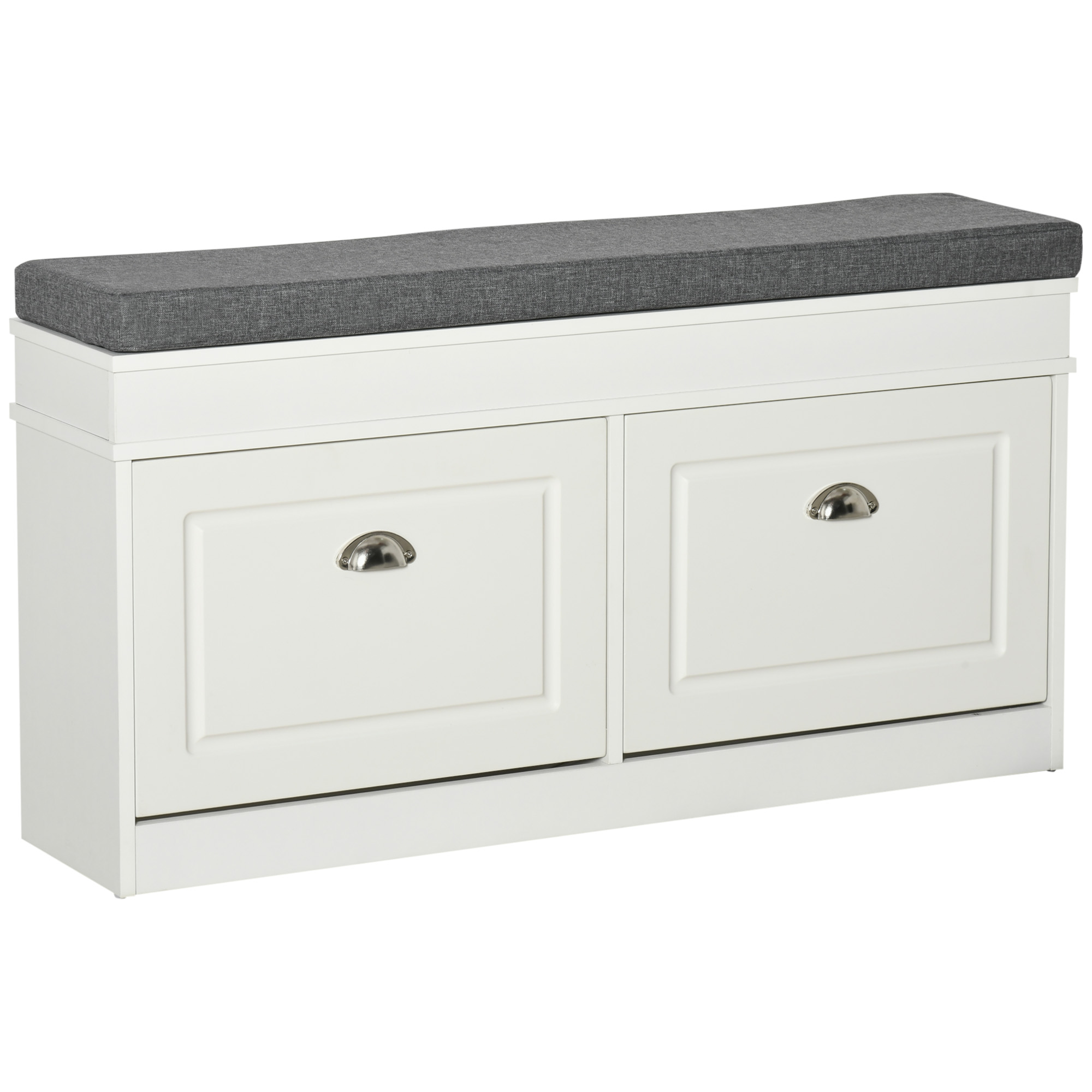 Banchetă-Pantofar HOMCOM din Lemn cu Spațiu de Depozitare, 104x24x55 cm, Design Modern, Alb | Aosom Romania Banchetă-Pantofar HOMCOM din Lemn cu Spațiu de Depozitare, 104x24x55 cm, Design Modern, Alb | Aosom Romania
