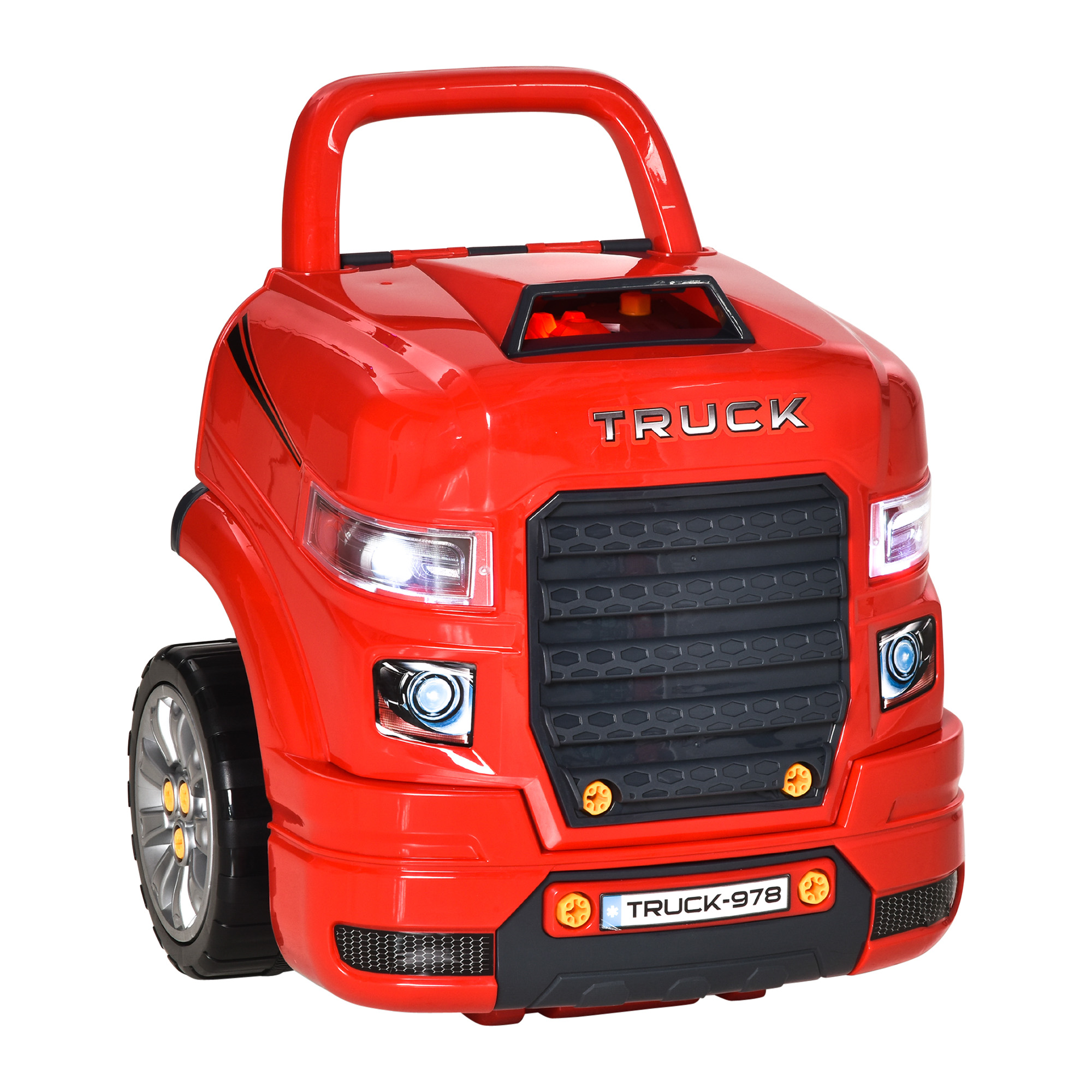 Camion de jucarie cu functii si accesorii, pentru copii de 3-5 ani, rosu HOMCOM | Aosom RO Camion de jucarie cu functii si accesorii, pentru copii de 3-5 ani, rosu HOMCOM | Aosom RO