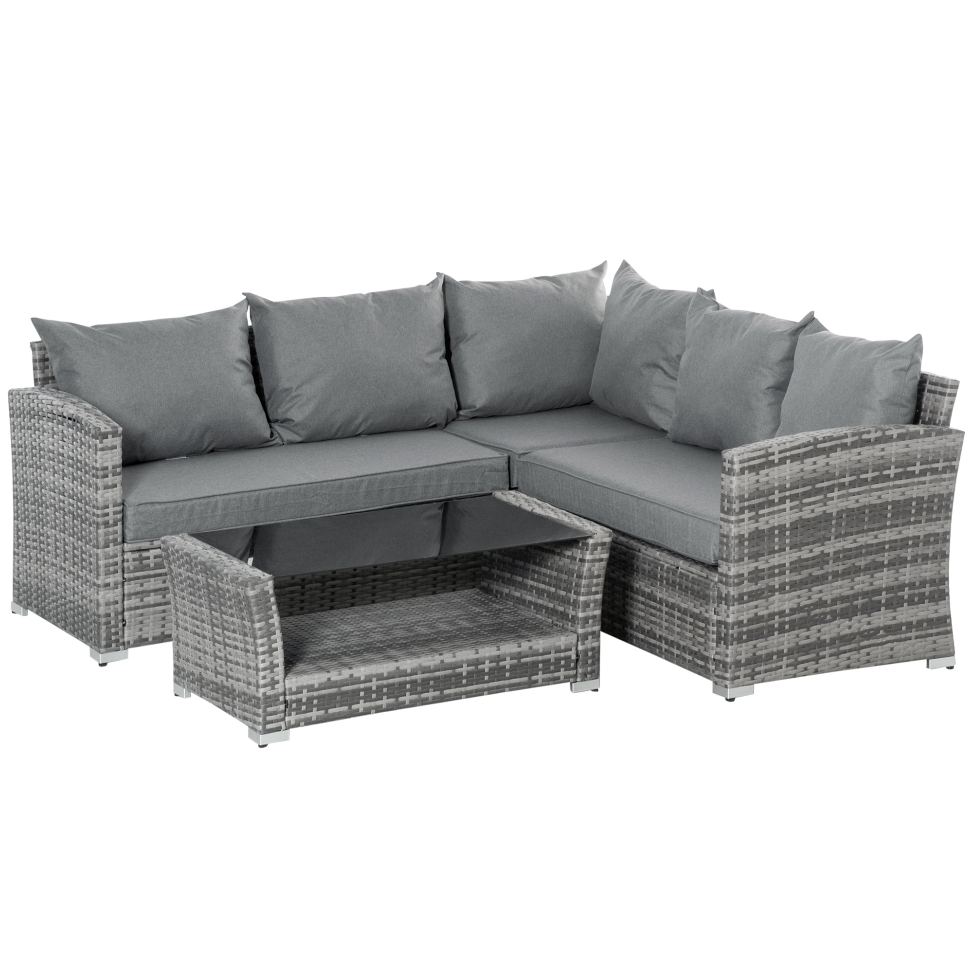 Canapele pentru exterior Outsunny, ratan PE cu 4 piese, Gri | Aosom RO Canapele pentru exterior Outsunny, ratan PE cu 4 piese, Gri | Aosom RO