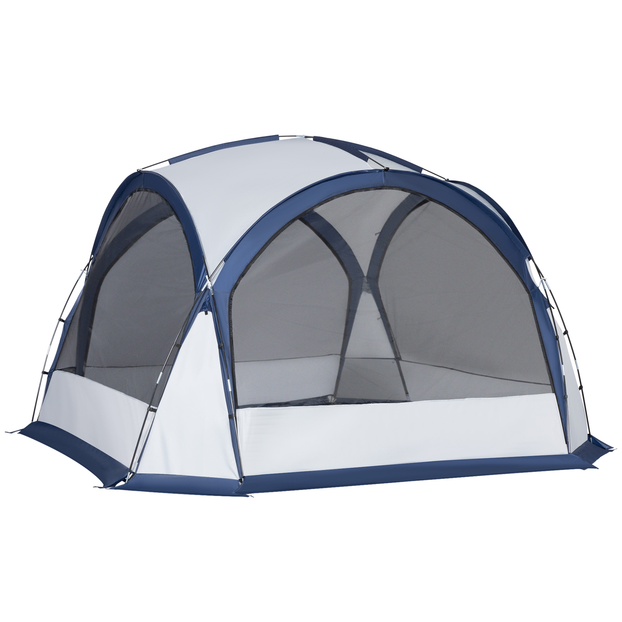 Cort de Camping Outsunny pentru 6-8 persoane cu 4 Usi cu fermoar, 350x350x230cm, Alb si Albastru | Aosom Ro Cort de Camping Outsunny pentru 6-8 persoane cu 4 Usi cu fermoar, 350x350x230cm, Alb si Albastru | Aosom Ro