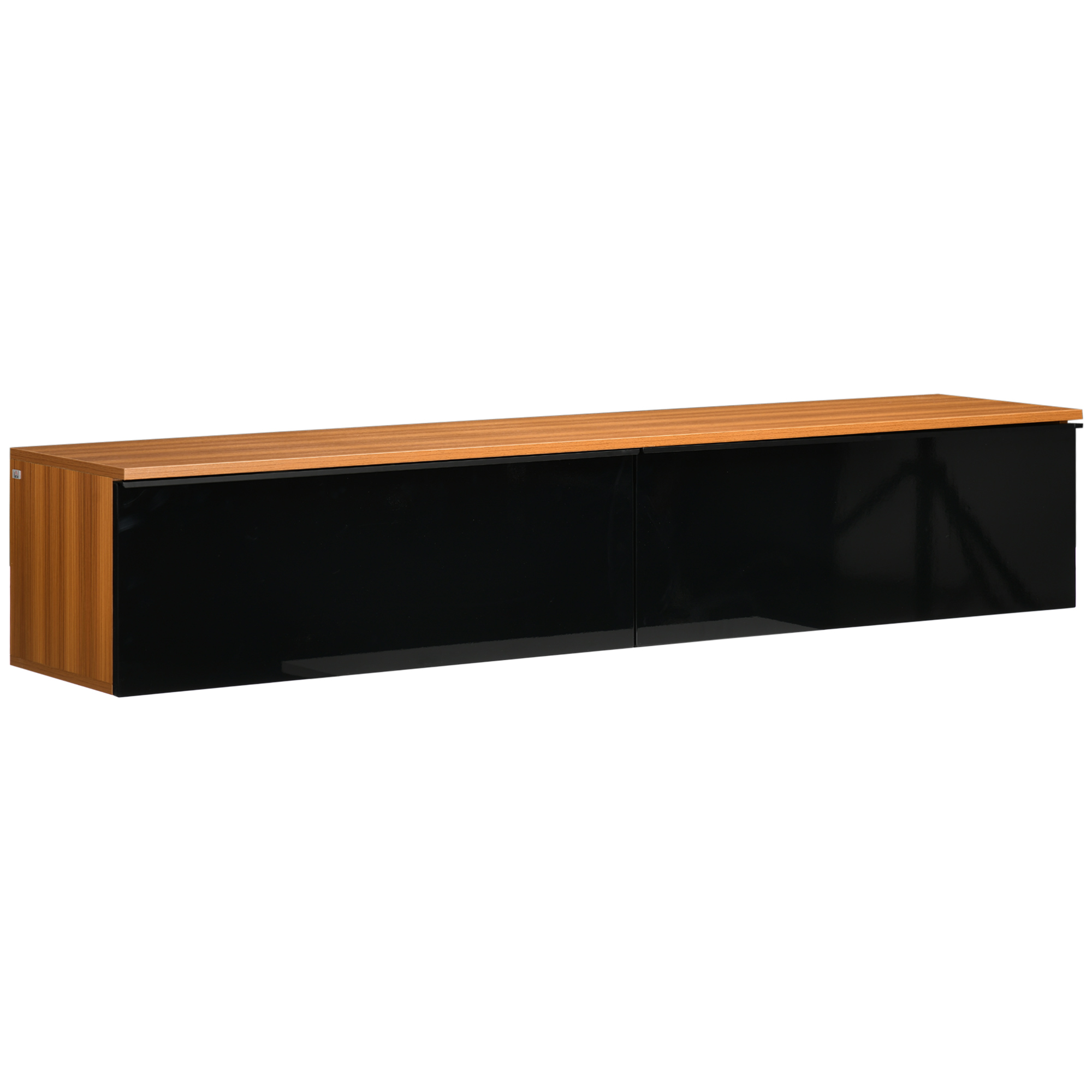 Dulap Perete TV HOMCOM, Design Lucios, Dulapuri Închise, PAL, 160x35x30 cm, Maro și Negru | Aosom Romania Dulap Perete TV HOMCOM, Design Lucios, Dulapuri Închise, PAL, 160x35x30 cm, Maro și Negru | Aosom Romania