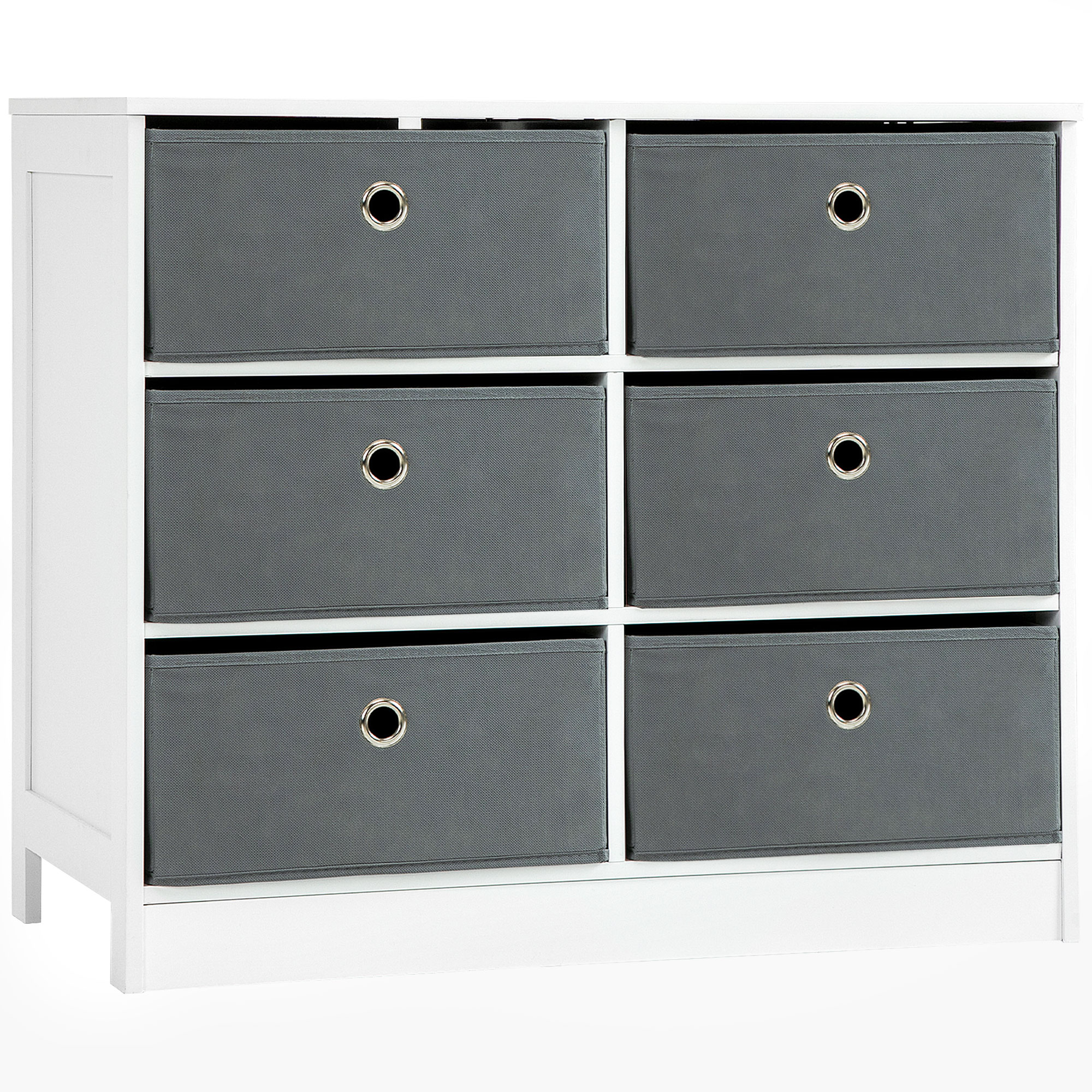 Dulap Textil HOMCOM cu 6 Sertare, Organizator pentru Haine, Design Compact, Alb și Gri, 72x35x62 cm | Aosom Romania Dulap Textil HOMCOM cu 6 Sertare, Organizator pentru Haine, Design Compact, Alb și Gri, 72x35x62 cm | Aosom Romania