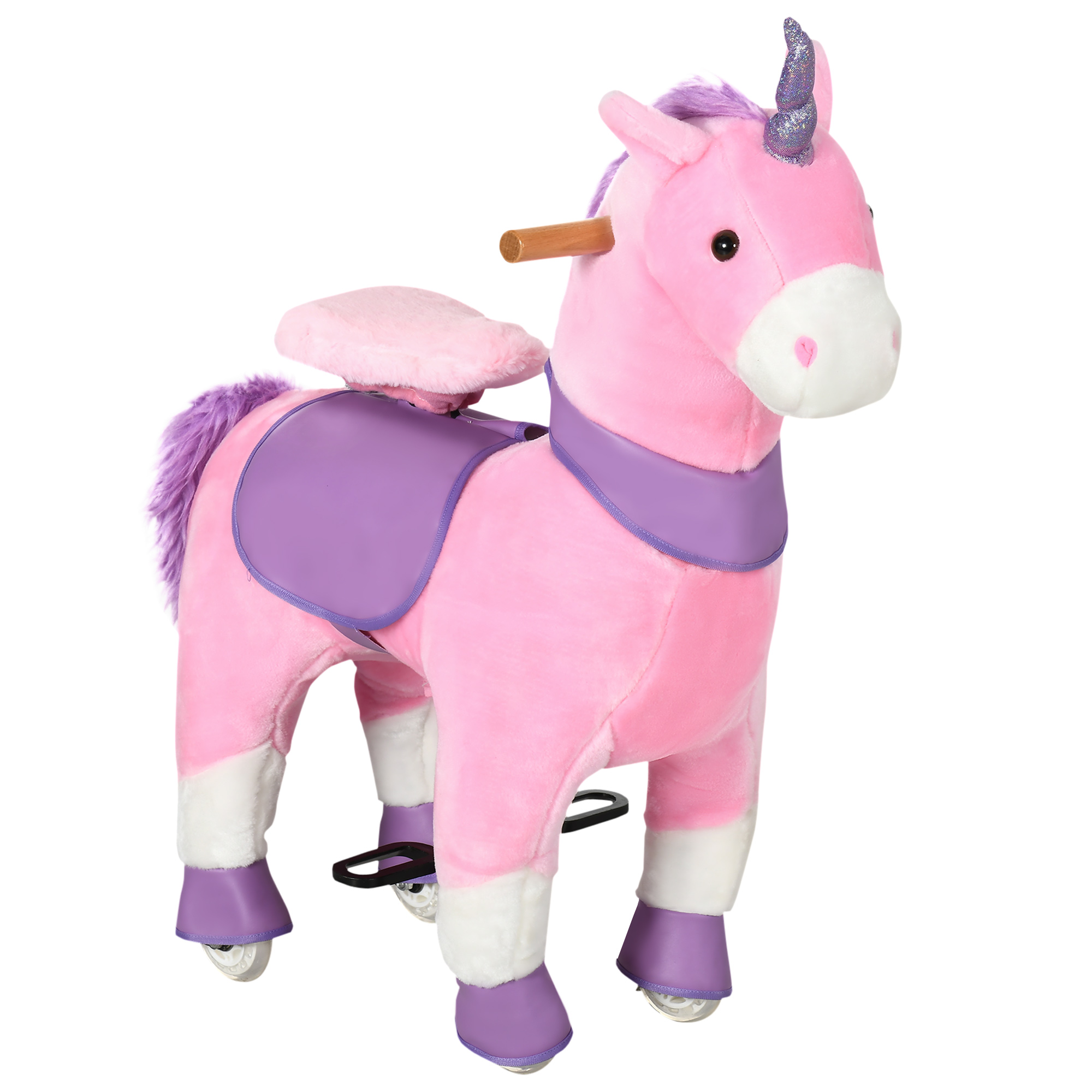 HOMCOM Balansoar Unicorn pentru Copii 3-6 Ani, cu Roți, Roz, 70x32x87cm | Aosom Romania HOMCOM Balansoar Unicorn pentru Copii 3-6 Ani, cu Roți, Roz, 70x32x87cm | Aosom Romania