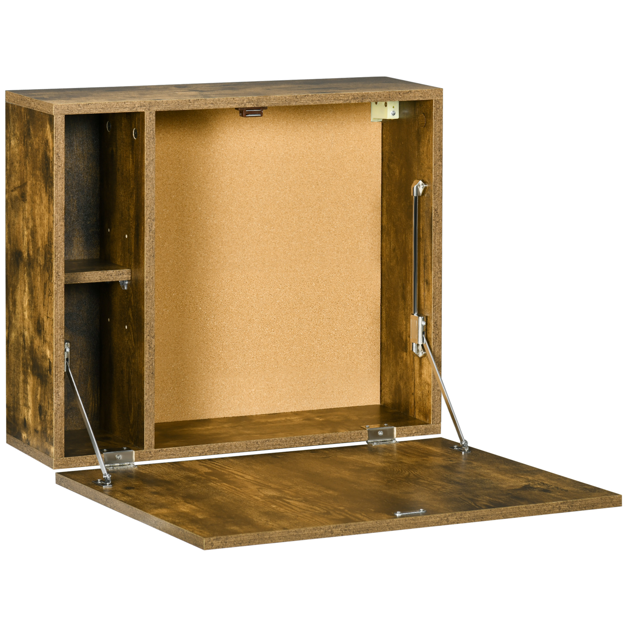 HOMCOM Birou Suspendat Pliabil cu Rafturi, Design Rustic pentru Spații Mici, Maro Rustic | Aosom Romania HOMCOM Birou Suspendat Pliabil cu Rafturi, Design Rustic pentru Spații Mici, Maro Rustic | Aosom Romania