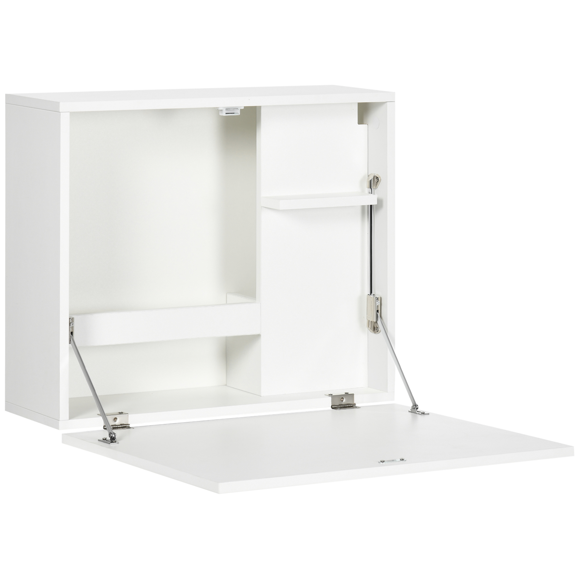 HOMCOM Birou Suspendat Pliabil cu Rafturi, Ideal pentru Spații Mici, Design Modern, Alb | Aosom Romania HOMCOM Birou Suspendat Pliabil cu Rafturi, Ideal pentru Spații Mici, Design Modern, Alb | Aosom Romania