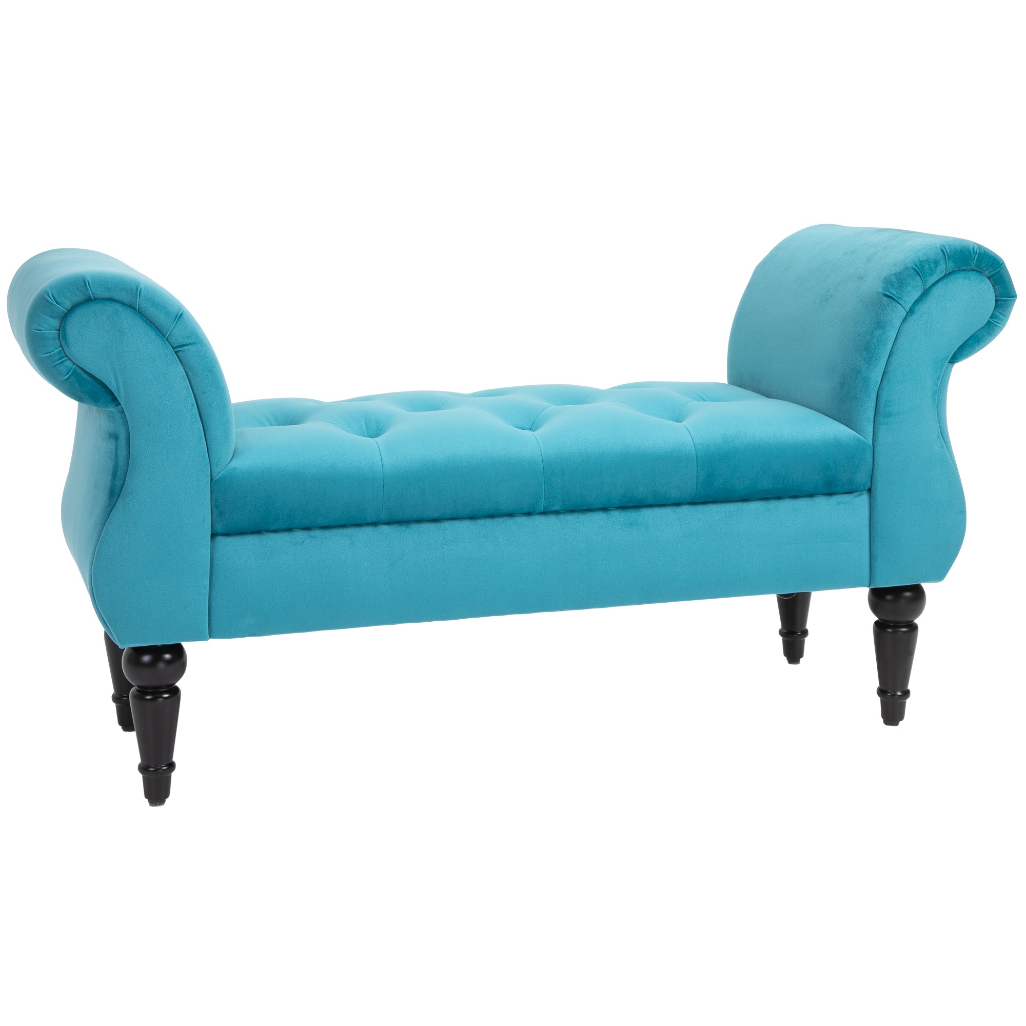HOMCOM Chaise Captusita Stil Vintage cu Cotiere Tapitate si Cadru din Lemn, Albastru deschis 117x40x58Hcm HOMCOM Chaise Captusita Stil Vintage cu Cotiere Tapitate si Cadru din Lemn, Albastru deschis 117x40x58Hcm
