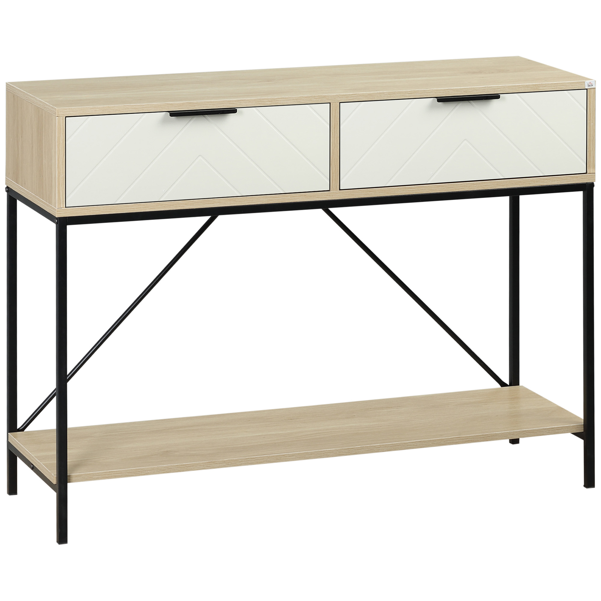 HOMCOM Consolă Modernă pentru Intrare cu 2 Sertare și Raft Deschis, Design Elegant pentru Sufragerie, Hol, Lemn Natural | Aosom Romania HOMCOM Consolă Modernă pentru Intrare cu 2 Sertare și Raft Deschis, Design Elegant pentru Sufragerie, Hol, Lemn Natural | Aosom Romania