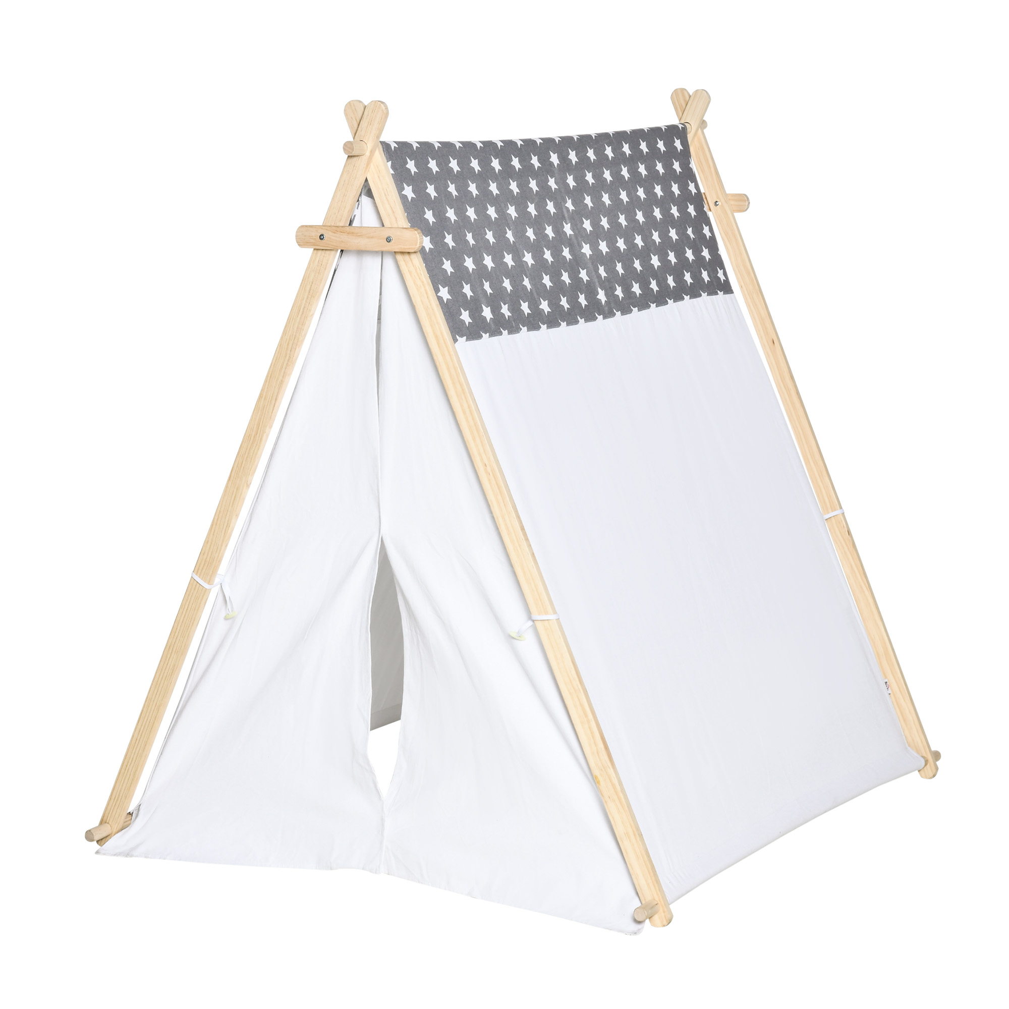 HOMCOM Cort Teepee Indian pentru Copii 3-6 Ani, Spațiu de Joacă Interior/Exterior cu Ușă și Fereastră, 130x111x136cm, Gri și Alb | Aosom Romania HOMCOM Cort Teepee Indian pentru Copii 3-6 Ani, Spațiu de Joacă Interior/Exterior cu Ușă și Fereastră, 130x111x136cm, Gri și Alb | Aosom Romania