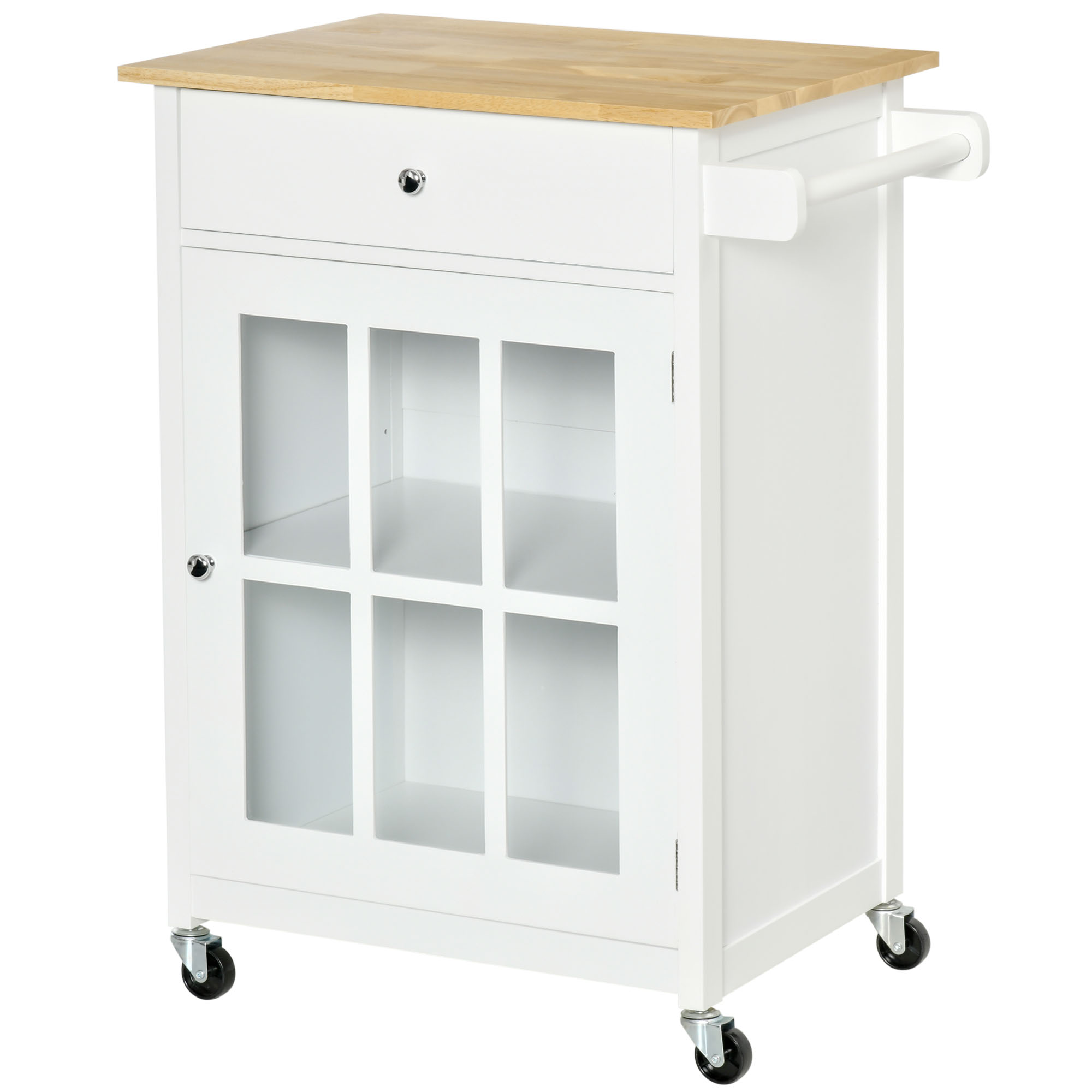 HOMCOM Cărucior Bucătărie Compact, Multifuncțional, Spațiu Depozitare, 67x48x86.5cm, Design Modern, Alb | Aosom Romania HOMCOM Cărucior Bucătărie Compact, Multifuncțional, Spațiu Depozitare, 67x48x86.5cm, Design Modern, Alb | Aosom Romania