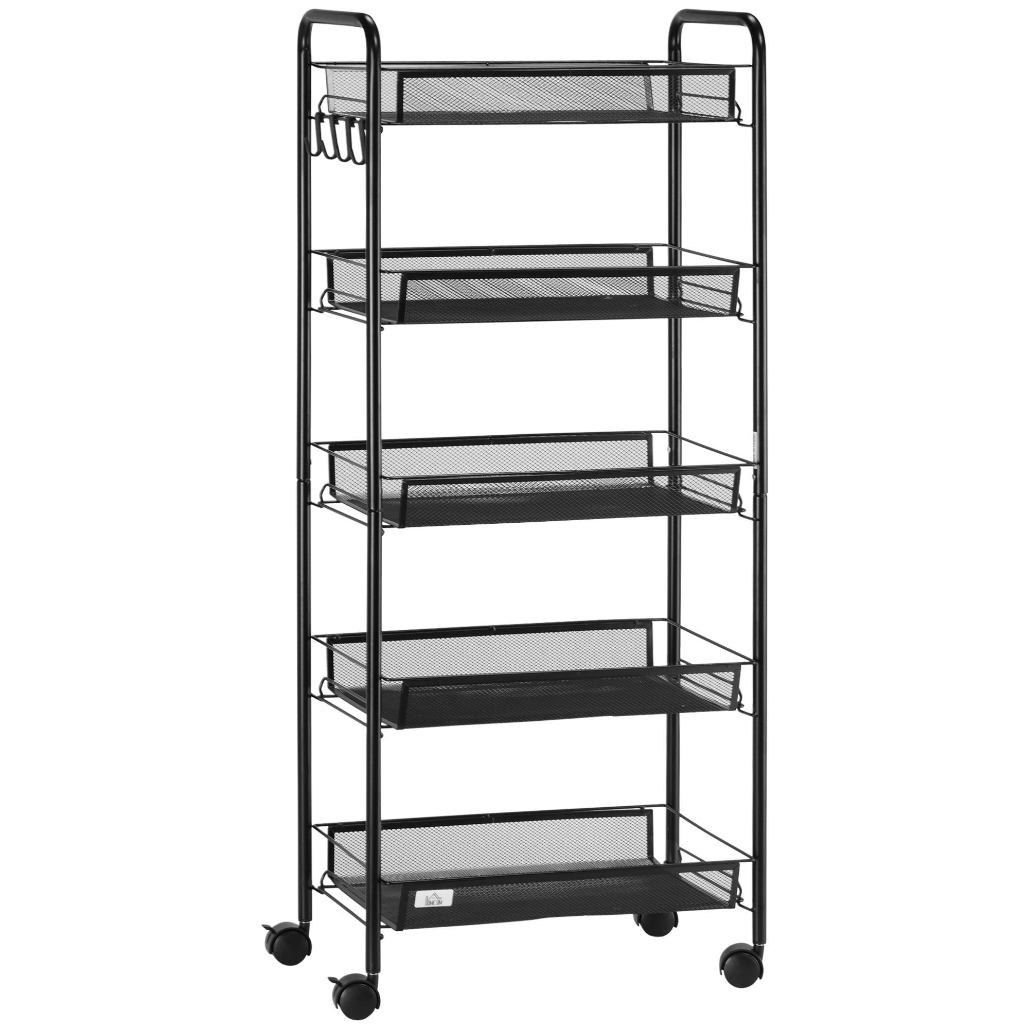 HOMCOM Cărucior de Bucătărie cu 5 Niveluri și Coșuri din Plasă, Soluție de Depozitare pentru Sufragerie, Design Modern | Aosom Romania HOMCOM Cărucior de Bucătărie cu 5 Niveluri și Coșuri din Plasă, Soluție de Depozitare pentru Sufragerie, Design Modern | Aosom Romania