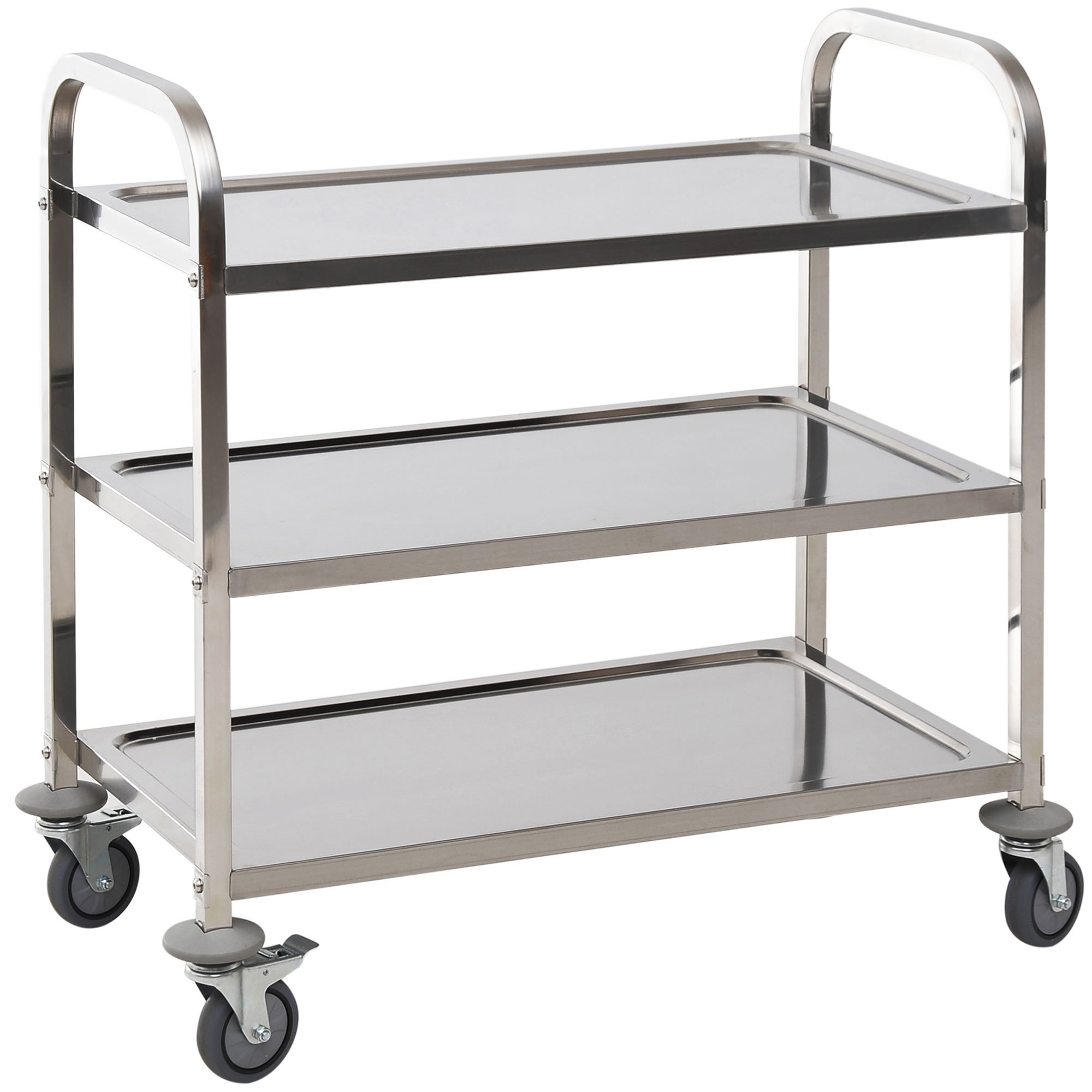 HOMCOM Cărucior pentru Bucătărie cu 3 Rafturi din Oțel Inoxidabil Design Modern și Mobil | Aosom Romania HOMCOM Cărucior pentru Bucătărie cu 3 Rafturi din Oțel Inoxidabil Design Modern și Mobil | Aosom Romania