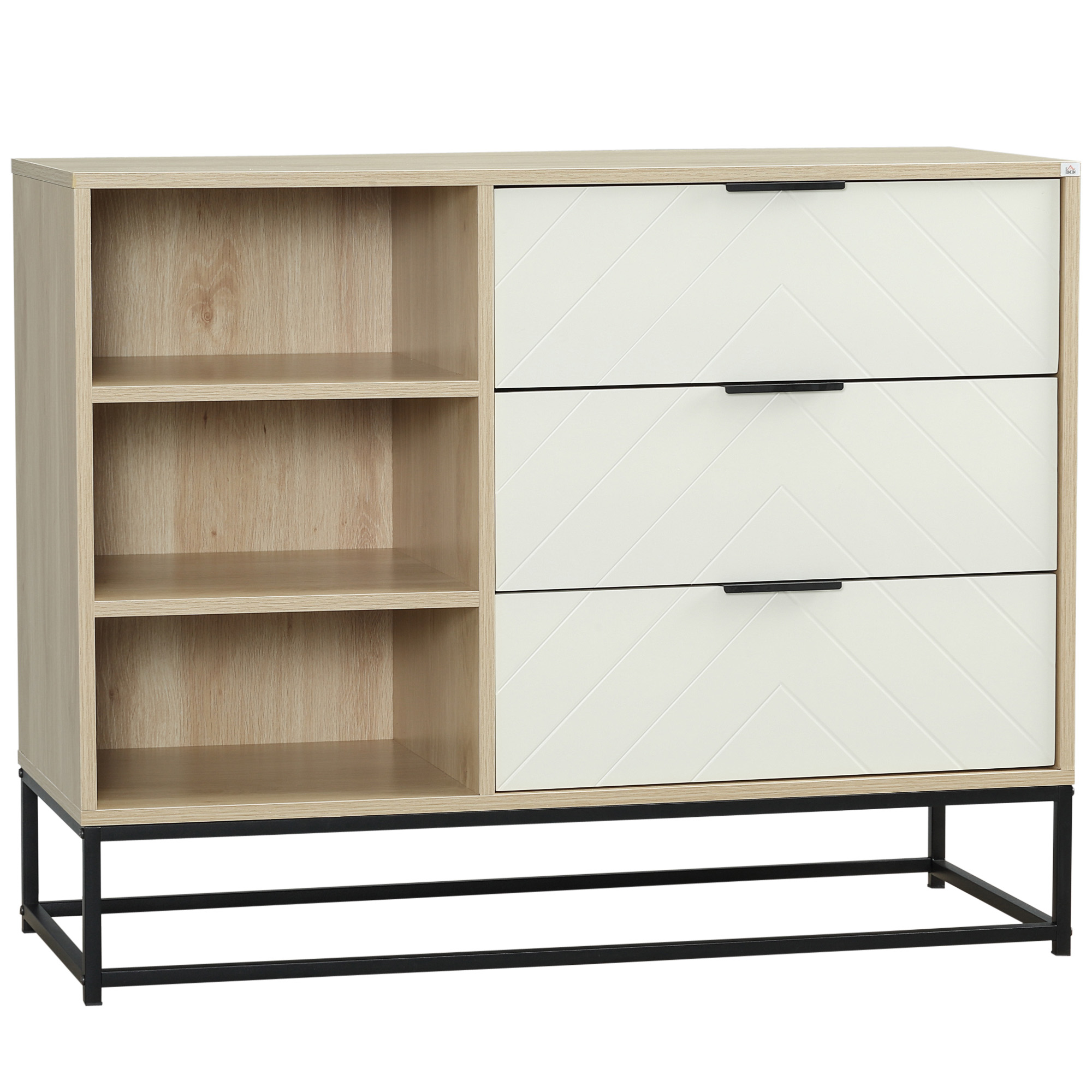 HOMCOM Dulap Depozitare Modern, 3 Sertare, Rafturi Deschise, Design Elegant, pentru Dormitor | Aosom Romania HOMCOM Dulap Depozitare Modern, 3 Sertare, Rafturi Deschise, Design Elegant, pentru Dormitor | Aosom Romania
