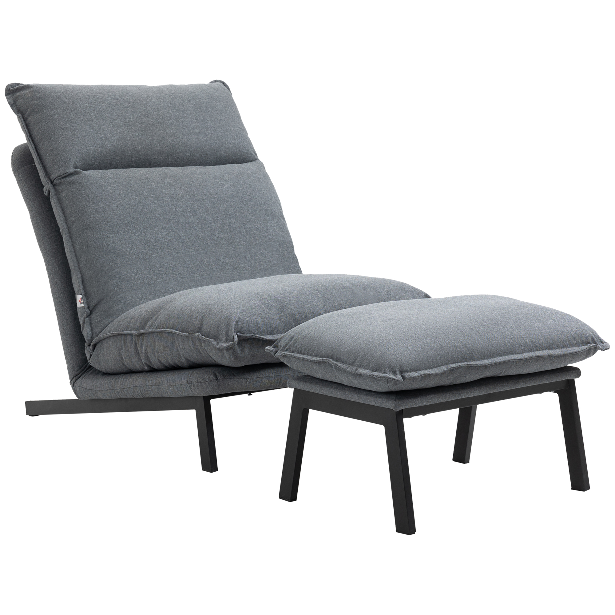 HOMCOM Fotoliu cu 4 nivele de relaxare cu fotoliu de picior cu otoman din material textil | AOSOM RO HOMCOM Fotoliu cu 4 nivele de relaxare cu fotoliu de picior cu otoman din material textil | AOSOM RO
