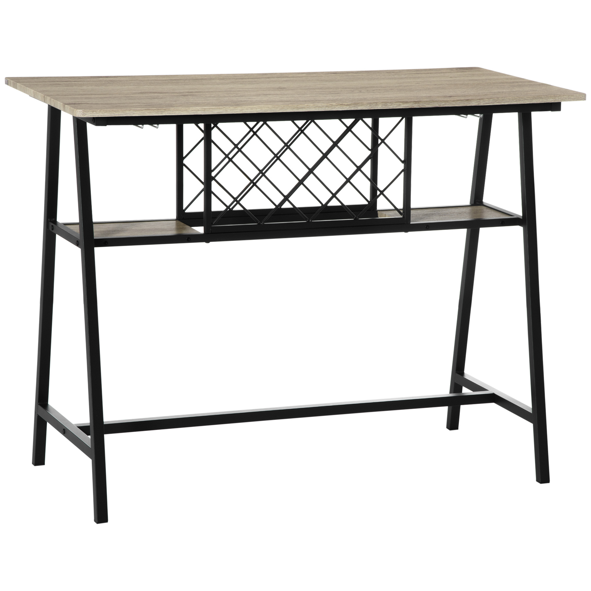 HOMCOM Masă de Bar pentru 10 Sticle, Design Modern, PAL și Oțel, 120x60x91 cm, Negru și Lemn, pentru Bucătărie sau Living | Aosom Romania HOMCOM Masă de Bar pentru 10 Sticle, Design Modern, PAL și Oțel, 120x60x91 cm, Negru și Lemn, pentru Bucătărie sau Living | Aosom Romania