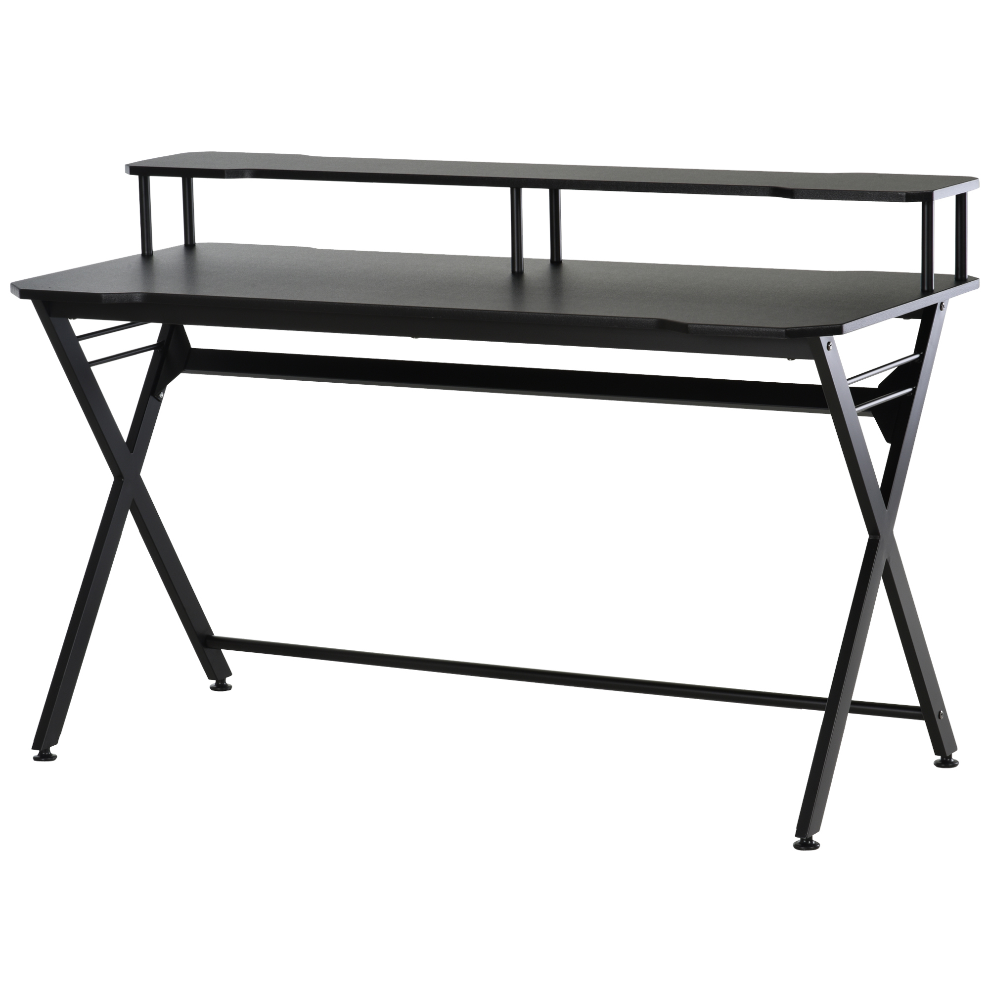 HOMCOM Masă de Birou Gaming Ergonomică cu Suprafață Ridicată pentru Monitor și Cârlig pentru Căști, MDF și Oțel, Negru, 140x60x90cm | Aosom Romania HOMCOM Masă de Birou Gaming Ergonomică cu Suprafață Ridicată pentru Monitor și Cârlig pentru Căști, MDF și Oțel, Negru, 140x60x90cm | Aosom Romania