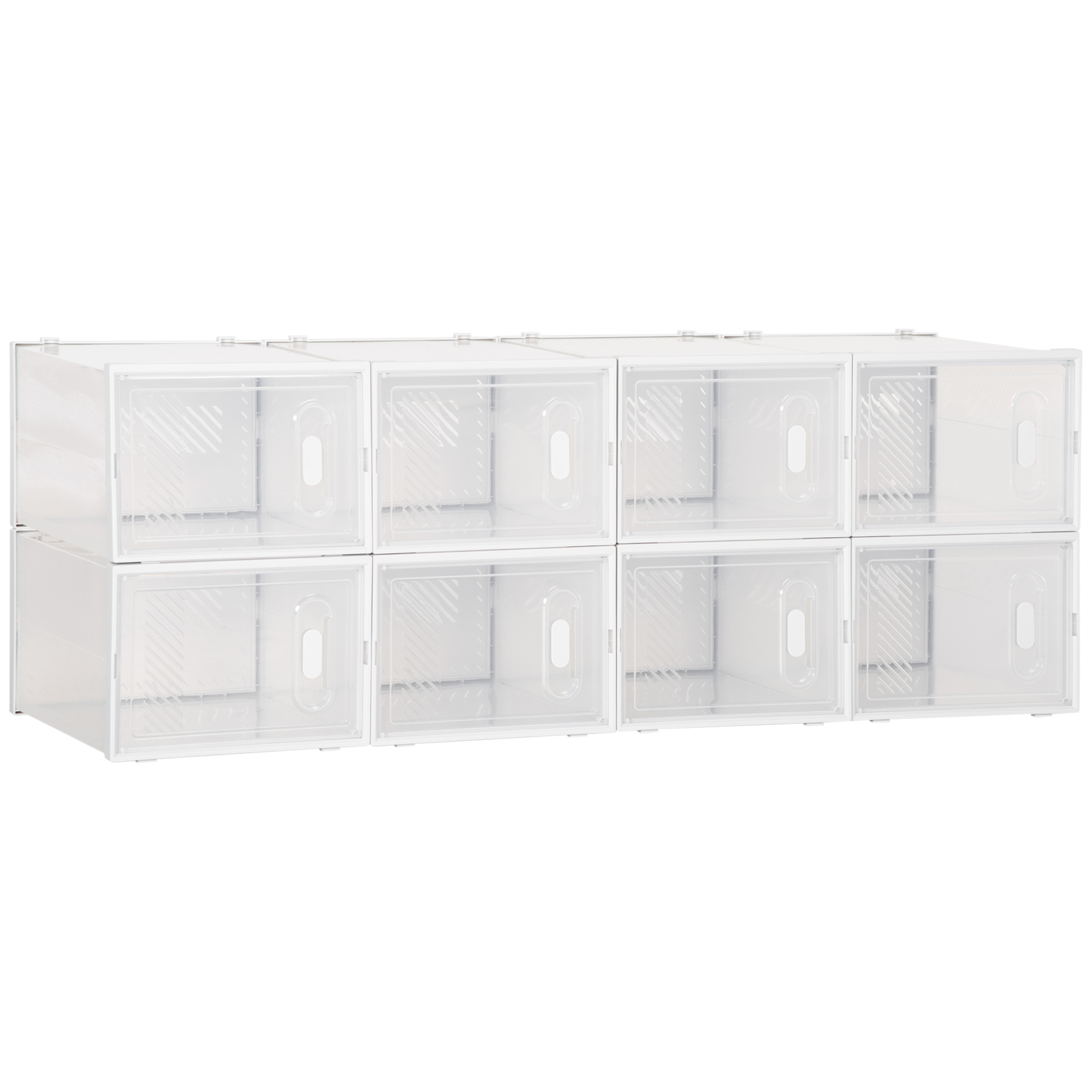 HOMCOM Mobilier pentru Încălțăminte cu Ventilație, 8 Cuburi din Plastic PP, Alb și Transparent, 28x36x21cm, Design Modern | Aosom Romania HOMCOM Mobilier pentru Încălțăminte cu Ventilație, 8 Cuburi din Plastic PP, Alb și Transparent, 28x36x21cm, Design Modern | Aosom Romania