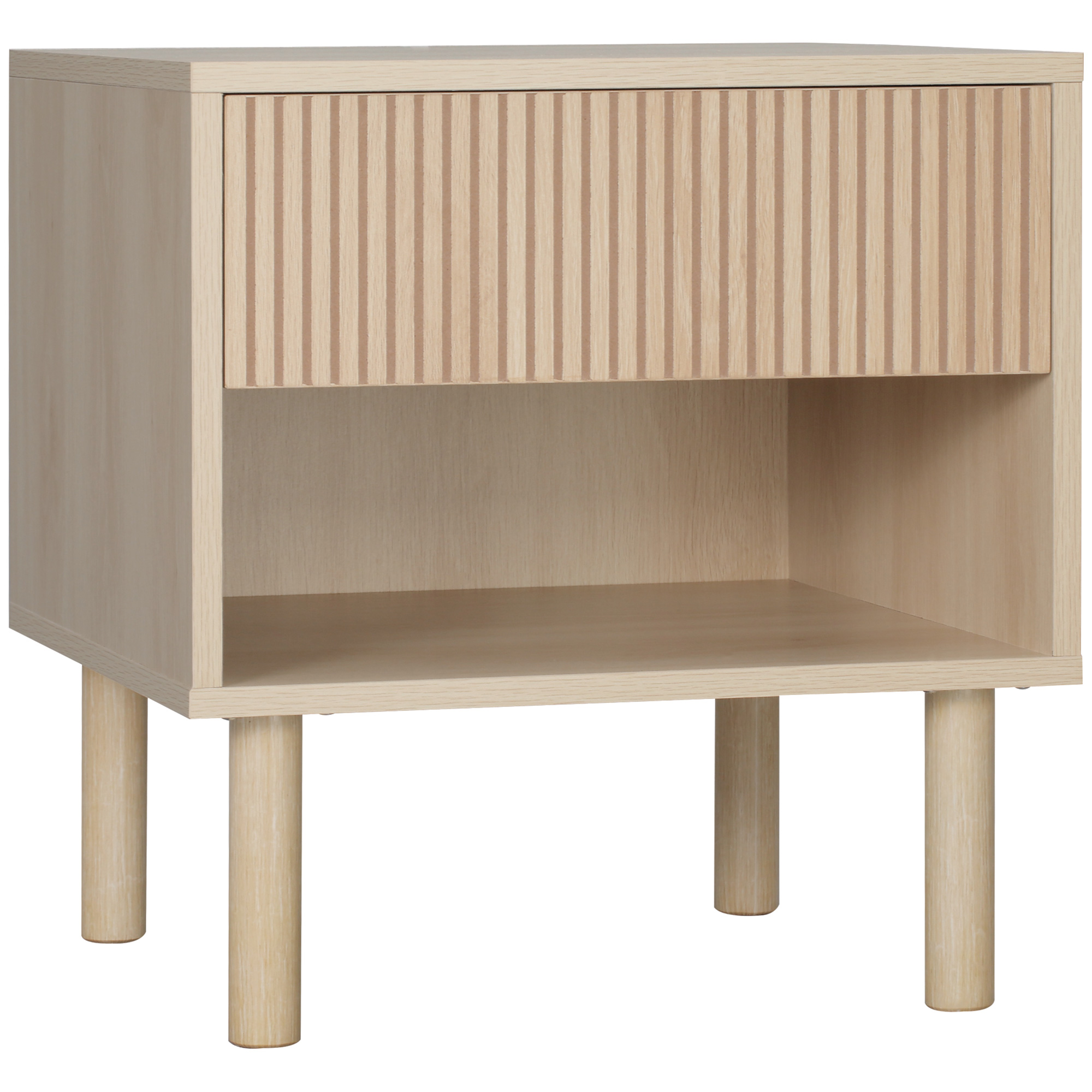 HOMCOM Noptieră cu Sertar și Raft, Măsuță Laterală, Design Natural, pentru Dormitor | Aosom Romania HOMCOM Noptieră cu Sertar și Raft, Măsuță Laterală, Design Natural, pentru Dormitor | Aosom Romania