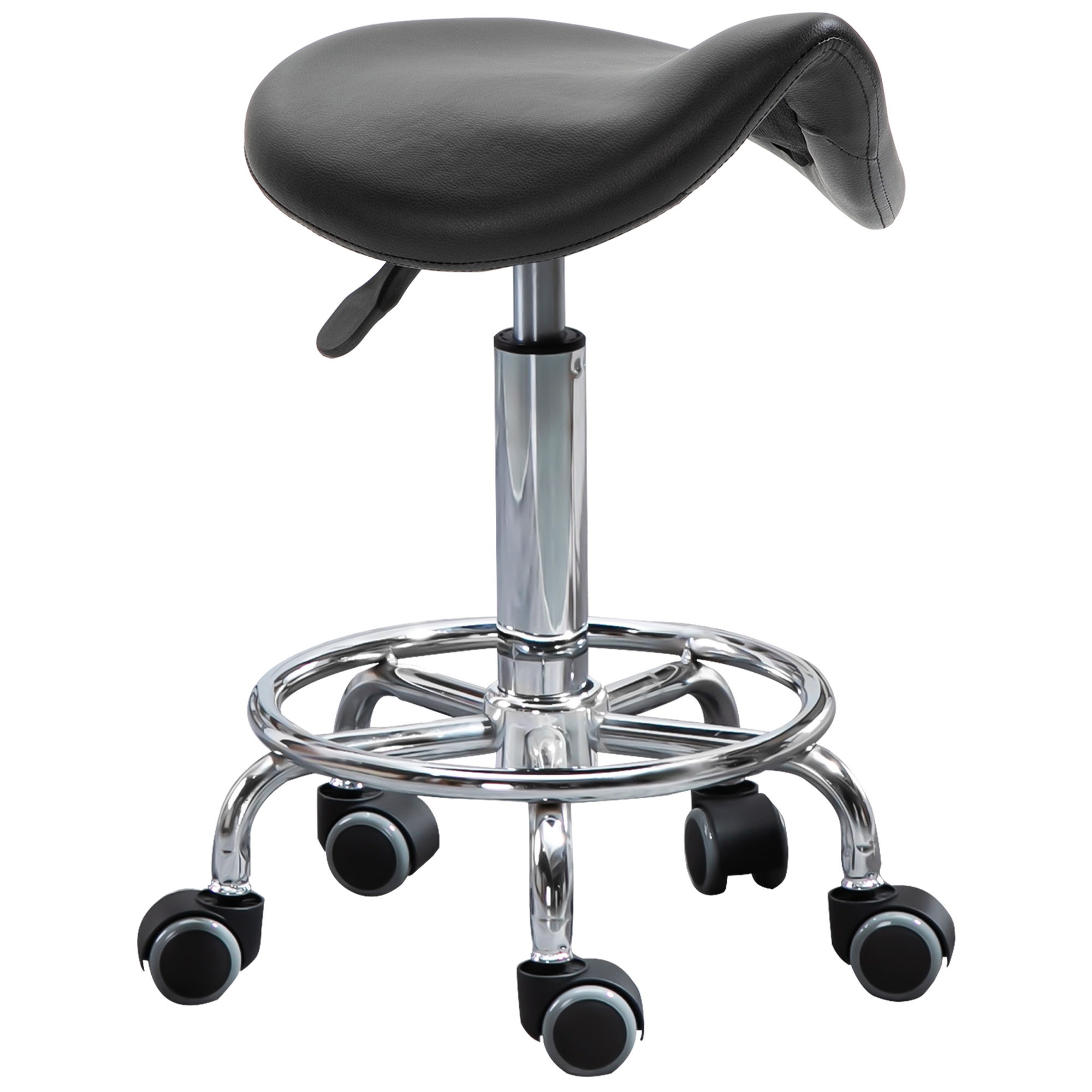 HOMCOM Scaun de Birou Reglabil, Ergonomic, cu Roti, Captușit cu Spumă, Negru 36.5x37.5x51-66cm | Aosom Romania HOMCOM Scaun de Birou Reglabil, Ergonomic, cu Roti, Captușit cu Spumă, Negru 36.5x37.5x51-66cm | Aosom Romania