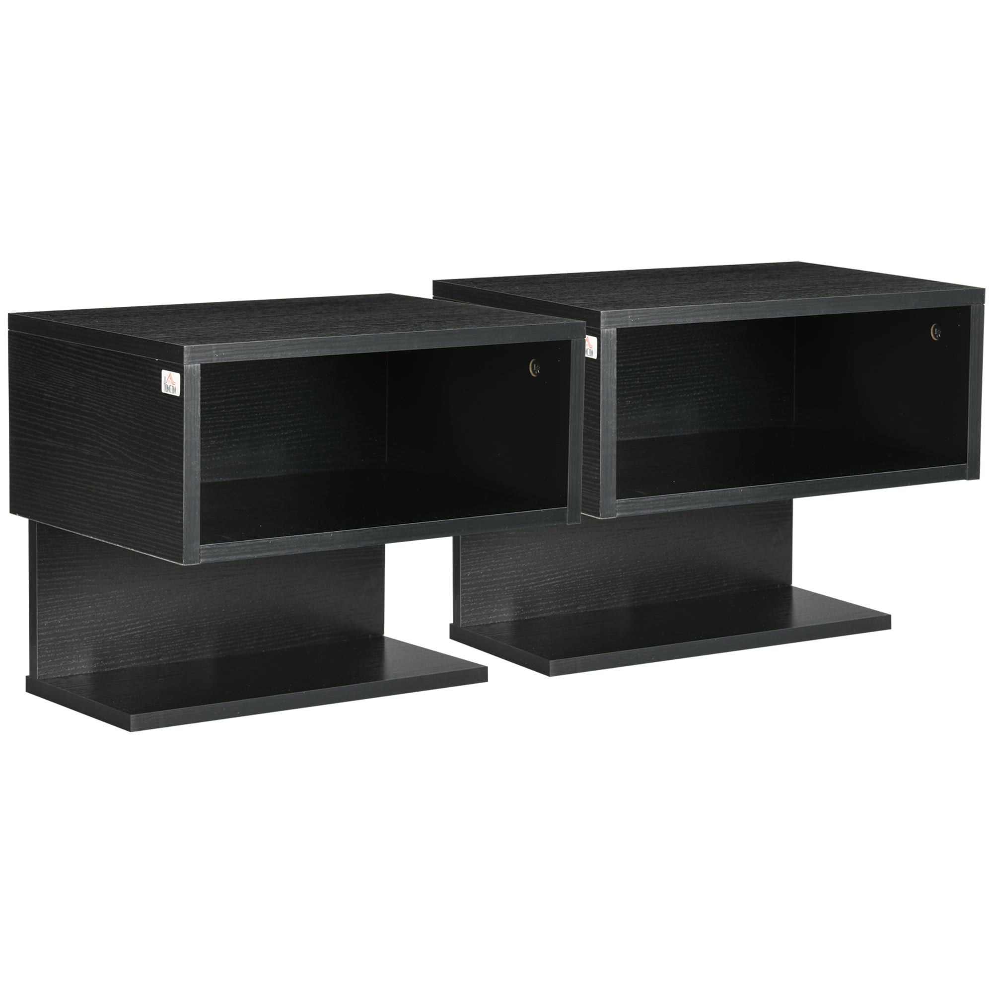 HOMCOM Set 2 Rafturi de Perete pentru Depozitare, Design Modern, Negru, pentru Orice Cameră | Aosom Romania HOMCOM Set 2 Rafturi de Perete pentru Depozitare, Design Modern, Negru, pentru Orice Cameră | Aosom Romania