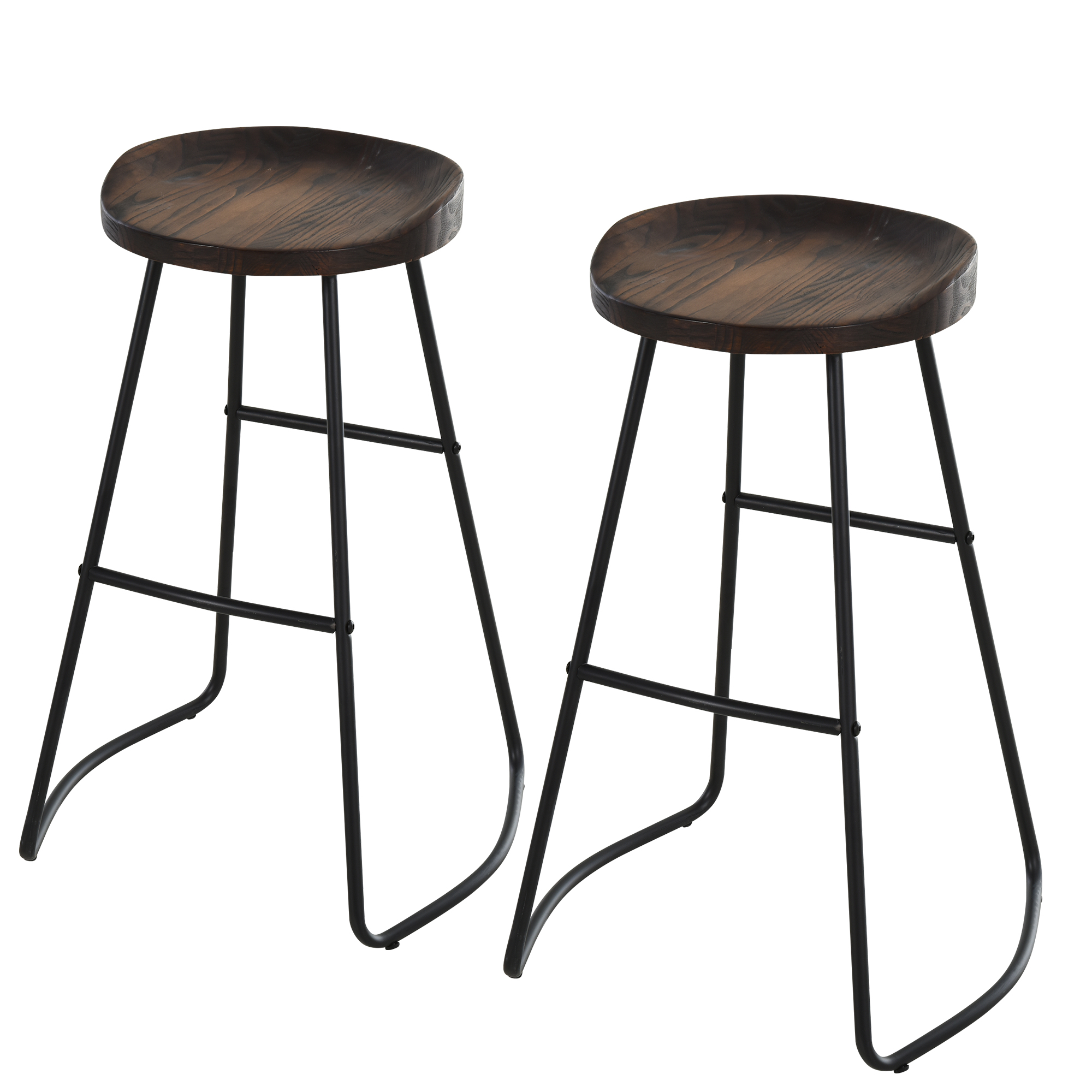 HOMCOM Set 2 Scaune de Bar Stil Industrial cu Design Ergonomic Maro 49.5x44x71 cm | Aosom Romania HOMCOM Set 2 Scaune de Bar Stil Industrial cu Design Ergonomic Maro 49.5x44x71 cm | Aosom Romania