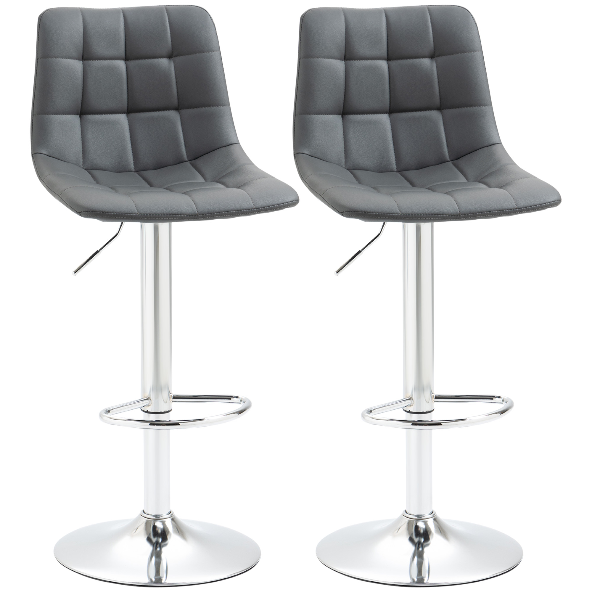 HOMCOM Set de 2 Scaune de Bar cu Spătar, Pivotante la 360° cu Suport pentru Picioare 42x45x89-110 cm, Gri | Aosom Romania HOMCOM Set de 2 Scaune de Bar cu Spătar, Pivotante la 360° cu Suport pentru Picioare 42x45x89-110 cm, Gri | Aosom Romania