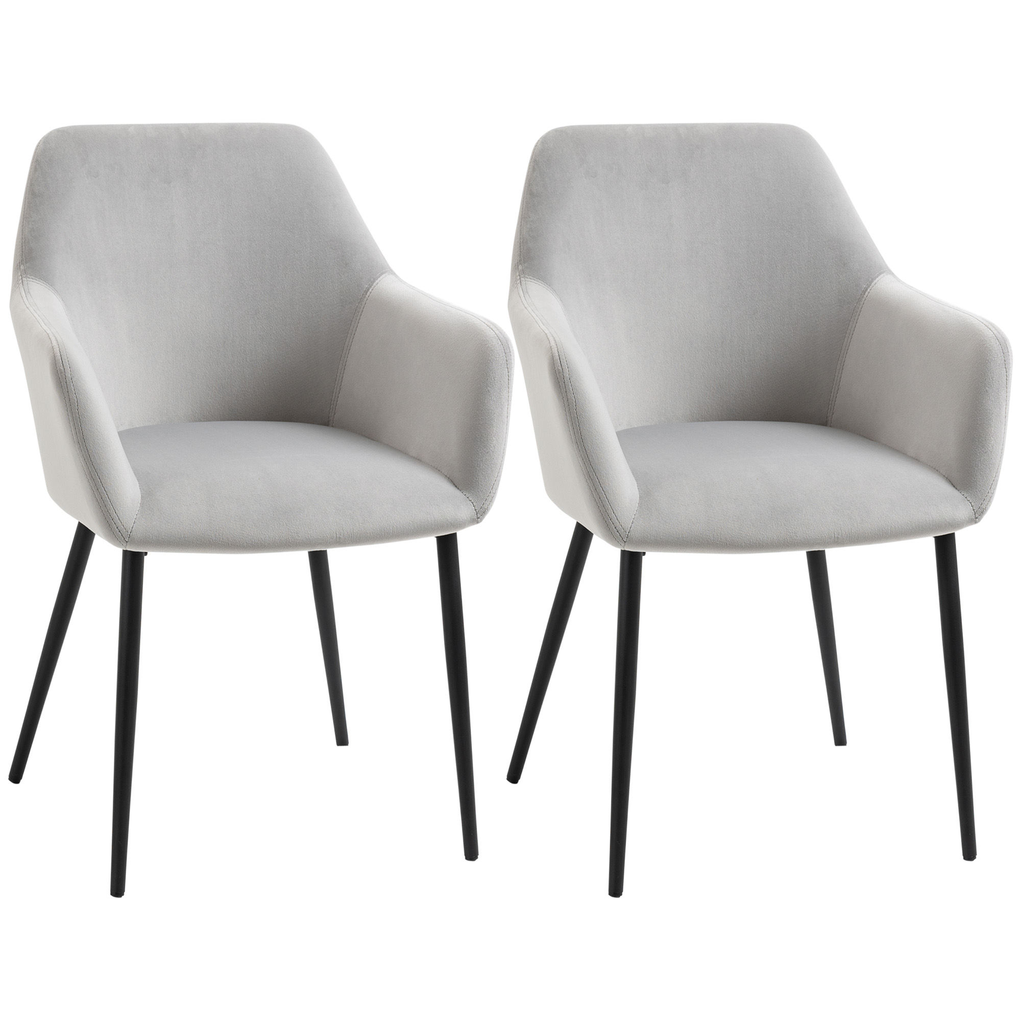 HOMCOM Set de 2 Scaune de Sufragerie Decorative din Catifea Gri Deschis pentru Living sau Dining | Aosom Romania HOMCOM Set de 2 Scaune de Sufragerie Decorative din Catifea Gri Deschis pentru Living sau Dining | Aosom Romania