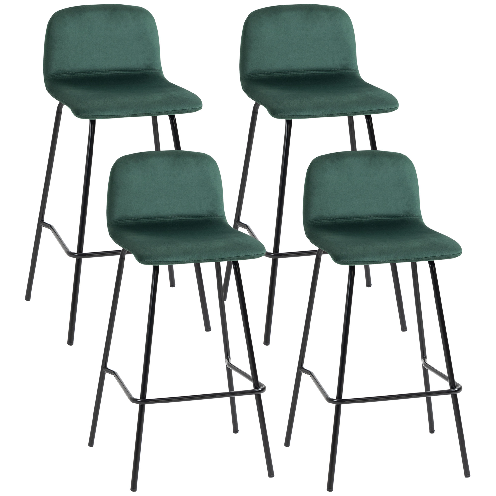HOMCOM Set de 4 Scaune de Bar Moderne, Tapitate cu Spătar, Confortabile pentru Bucătărie sau Bar | Aosom Romania HOMCOM Set de 4 Scaune de Bar Moderne, Tapitate cu Spătar, Confortabile pentru Bucătărie sau Bar | Aosom Romania