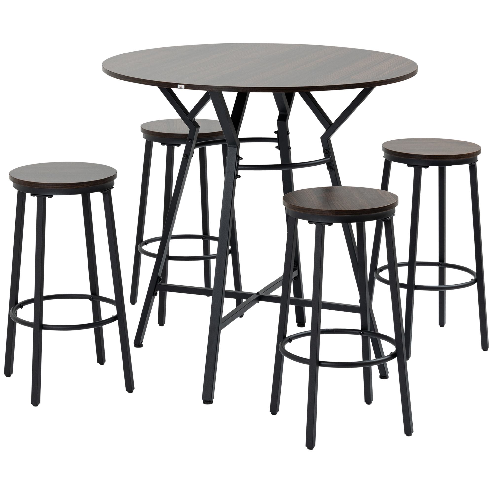 HOMCOM Set Masa și 4 Scaune în Stil Industrial, Lemn și Oțel, Nuc, Design Modern și Durabil | Aosom Romania HOMCOM Set Masa și 4 Scaune în Stil Industrial, Lemn și Oțel, Nuc, Design Modern și Durabil | Aosom Romania